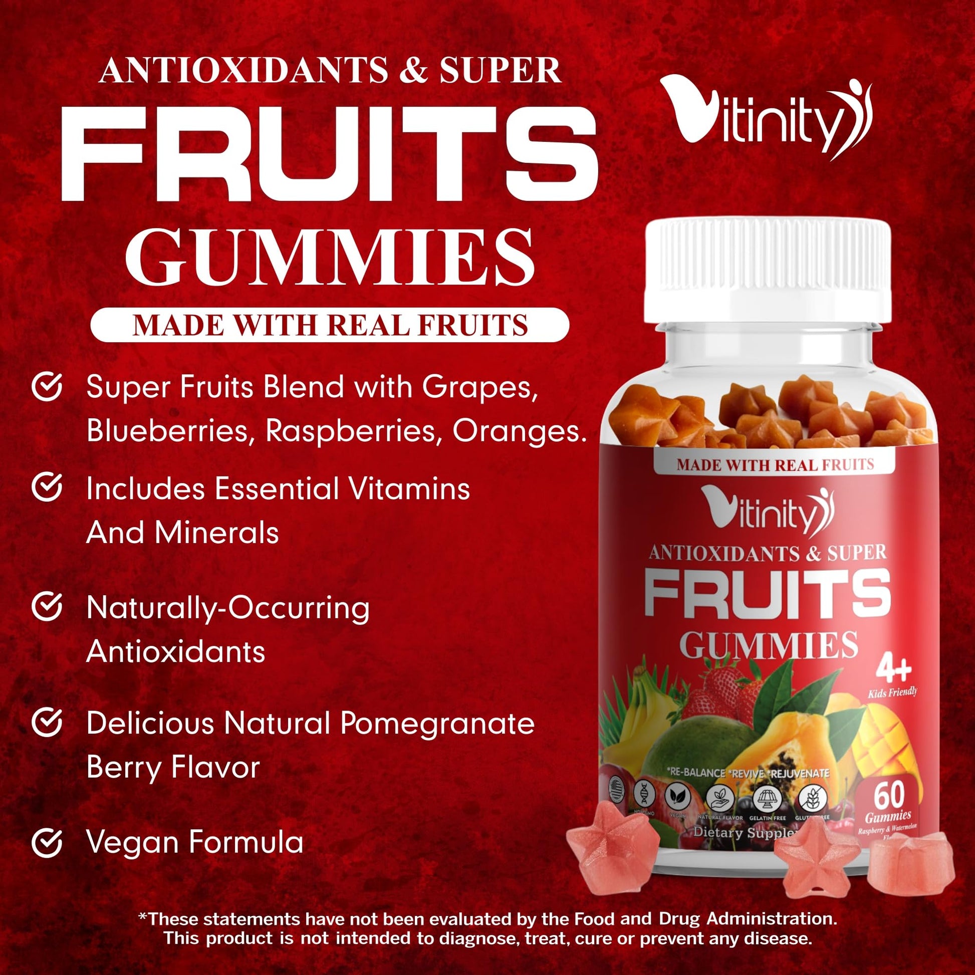 VITINITY Made with Real Fruit-Real Veggie Gummies-Superfood Vegetable Vitamin Sup - AB Mystery