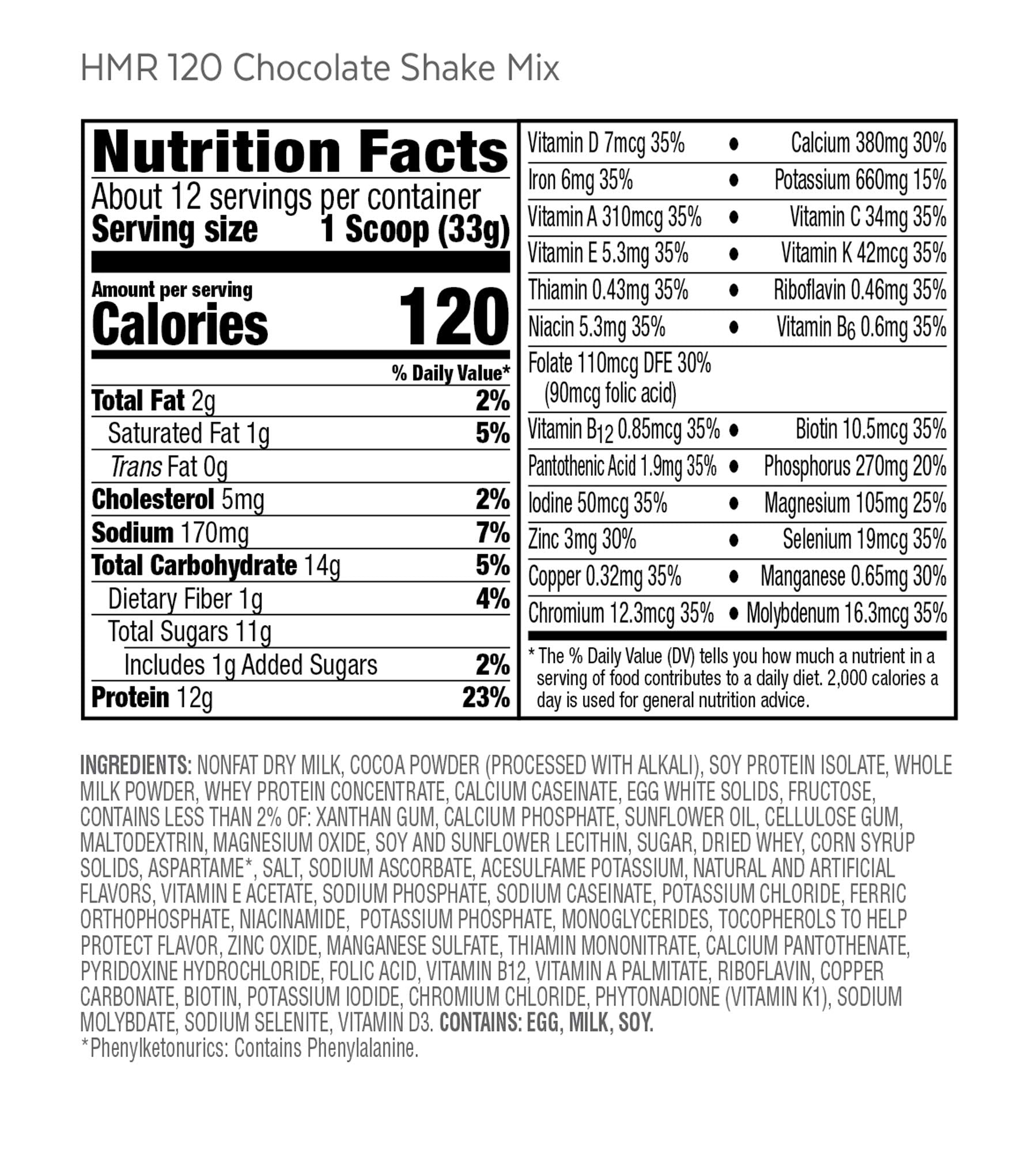 HMR 120 "Classic" Shake Meal Replacement Powder | Chocolate Shake Mix to Support - AB Mystery