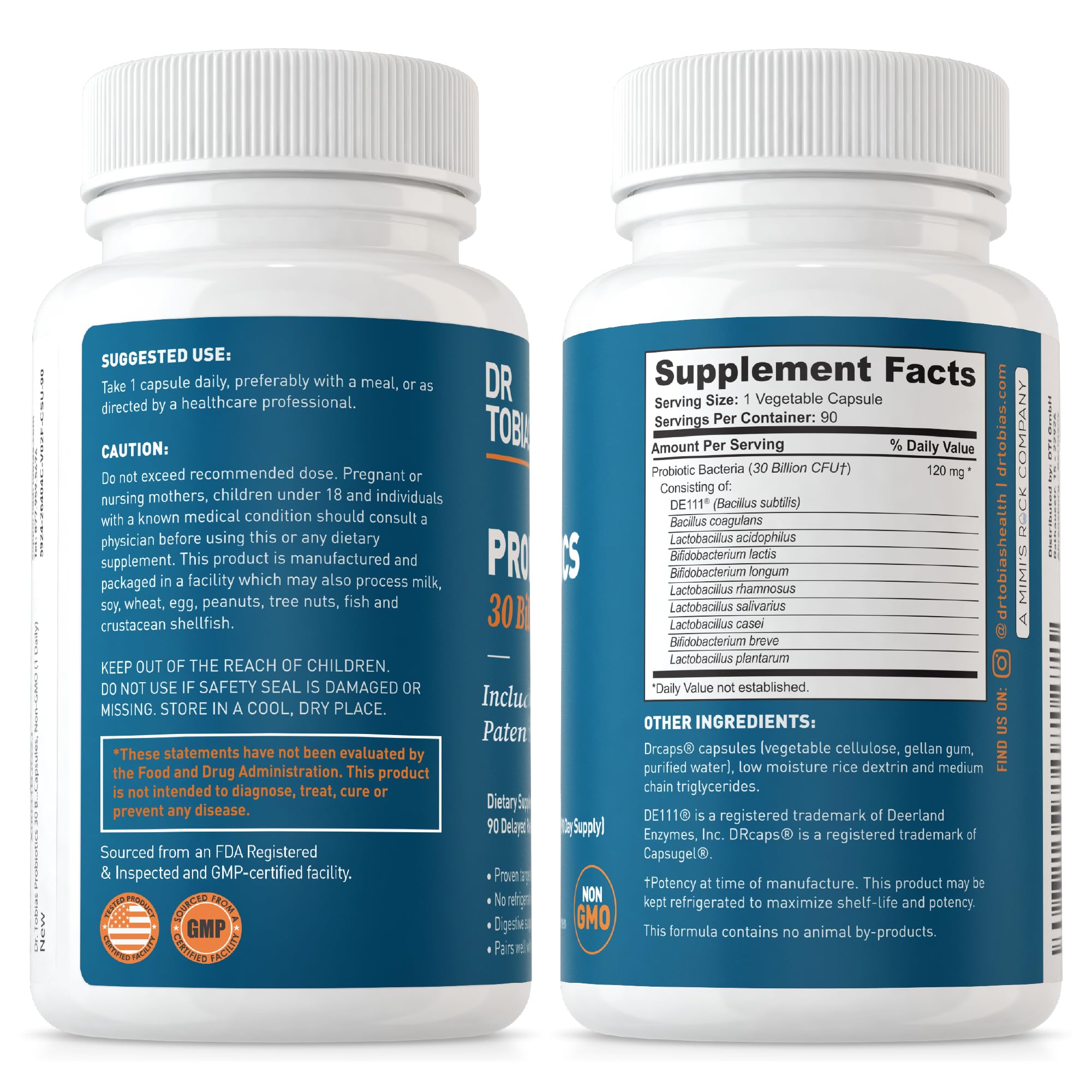 Dr. Tobias Probiotics 30 Billion, 10 Strains, 30 Billion CFU's, Targeted Release Probiotics - AB Mystery