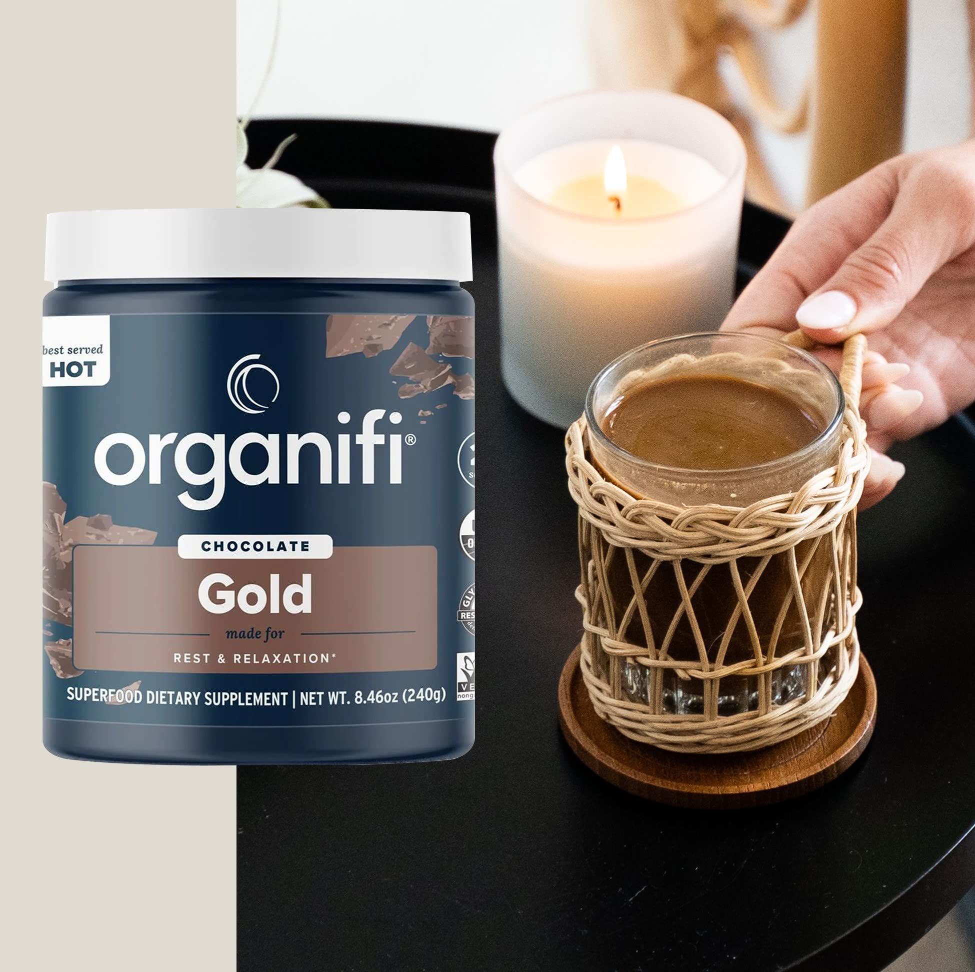 Organifi - Gold Chocolate - Superfood Supplement Powder - 20 Day Supply - Supports Rest - AB Mystery