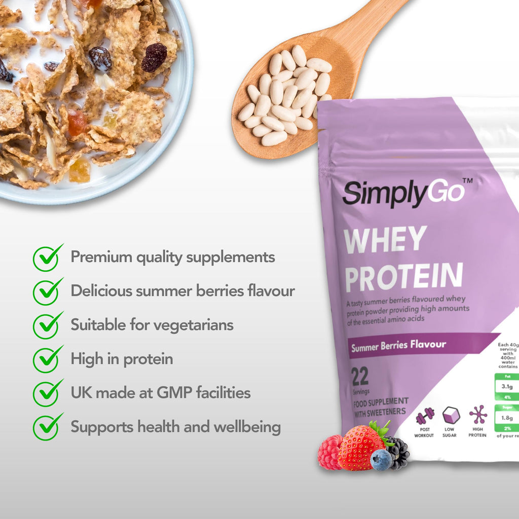 SimplyGo Whey Protein Powder | 900g | Simply Add 30g to Water, Juice or Shakes Simply Supplements