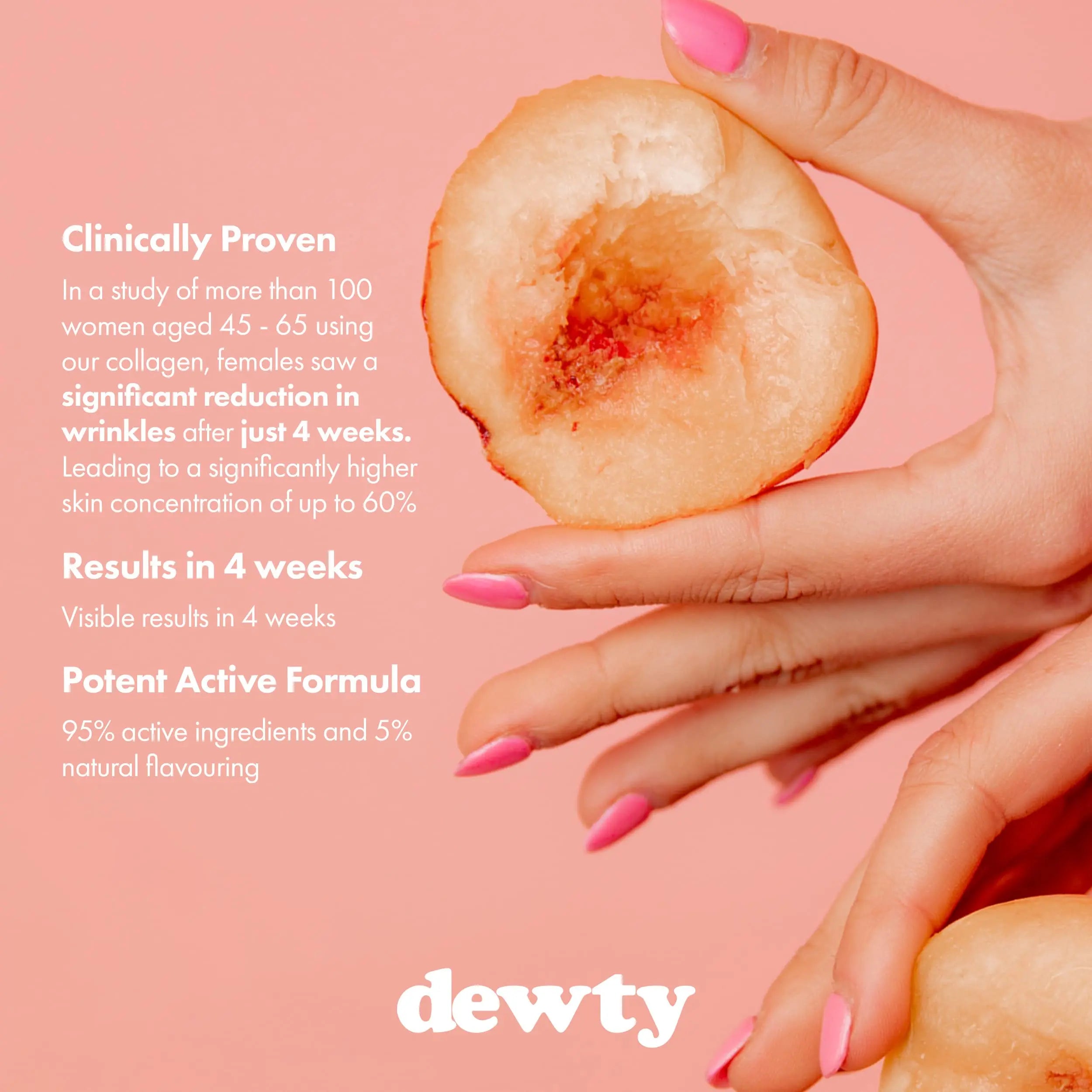 Dewty Collagen Drink - Peach Flavour Daily Collagen Supplements for Women - Individual Collagen Sachets Dewty