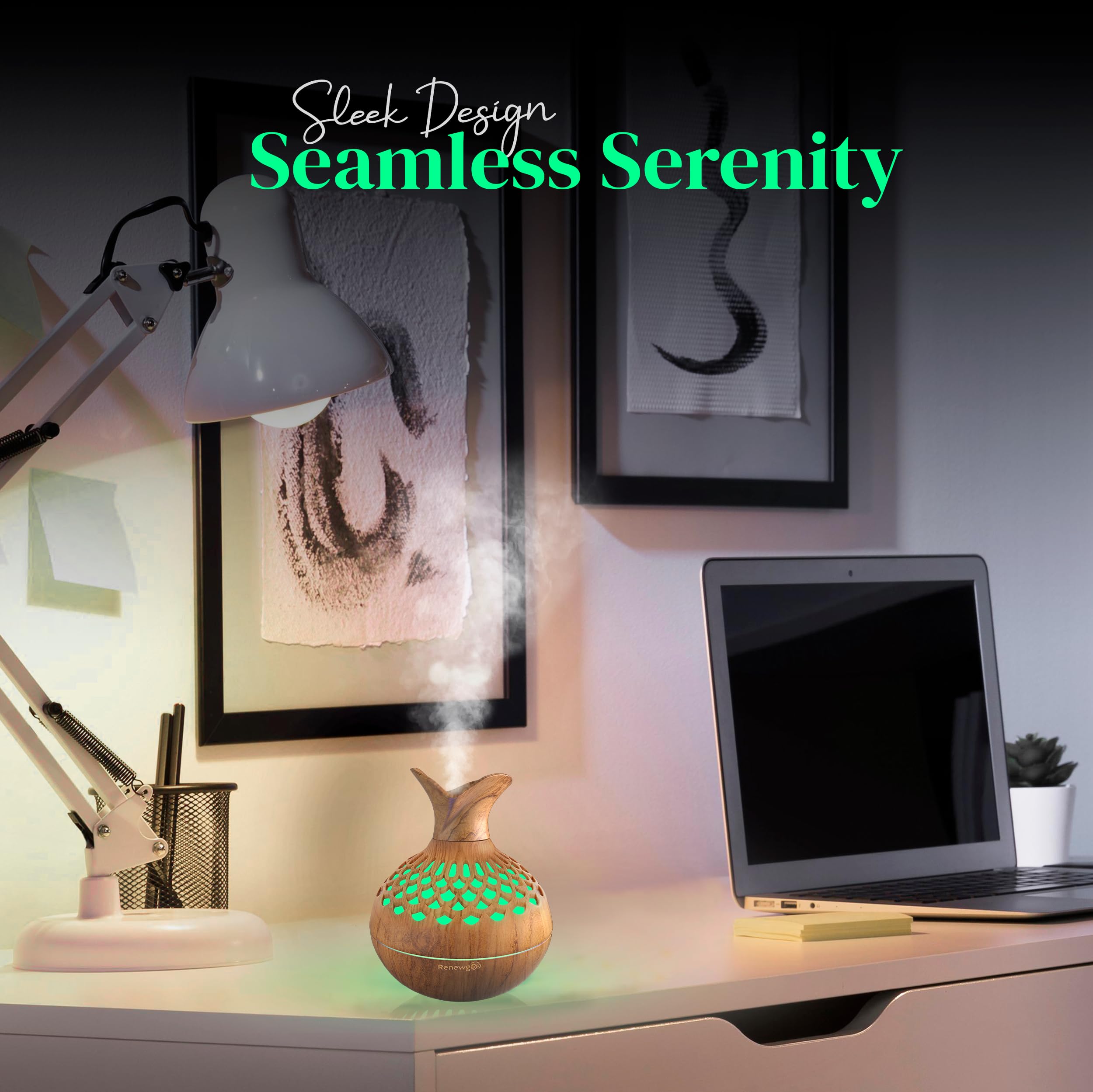 Aroma Diffuser for Essential Oils, Ultrasonic Aromatherapy Flower Oil Diffuser, Modern Cool Mist - AB Mystery