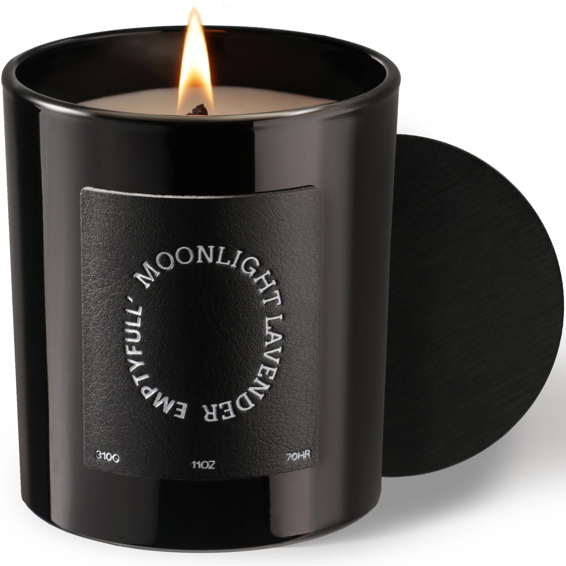 EMPTYFULL Lavender Scented Candles, Wood Wick, 11 oz Large Candle, Natural Soy Candles