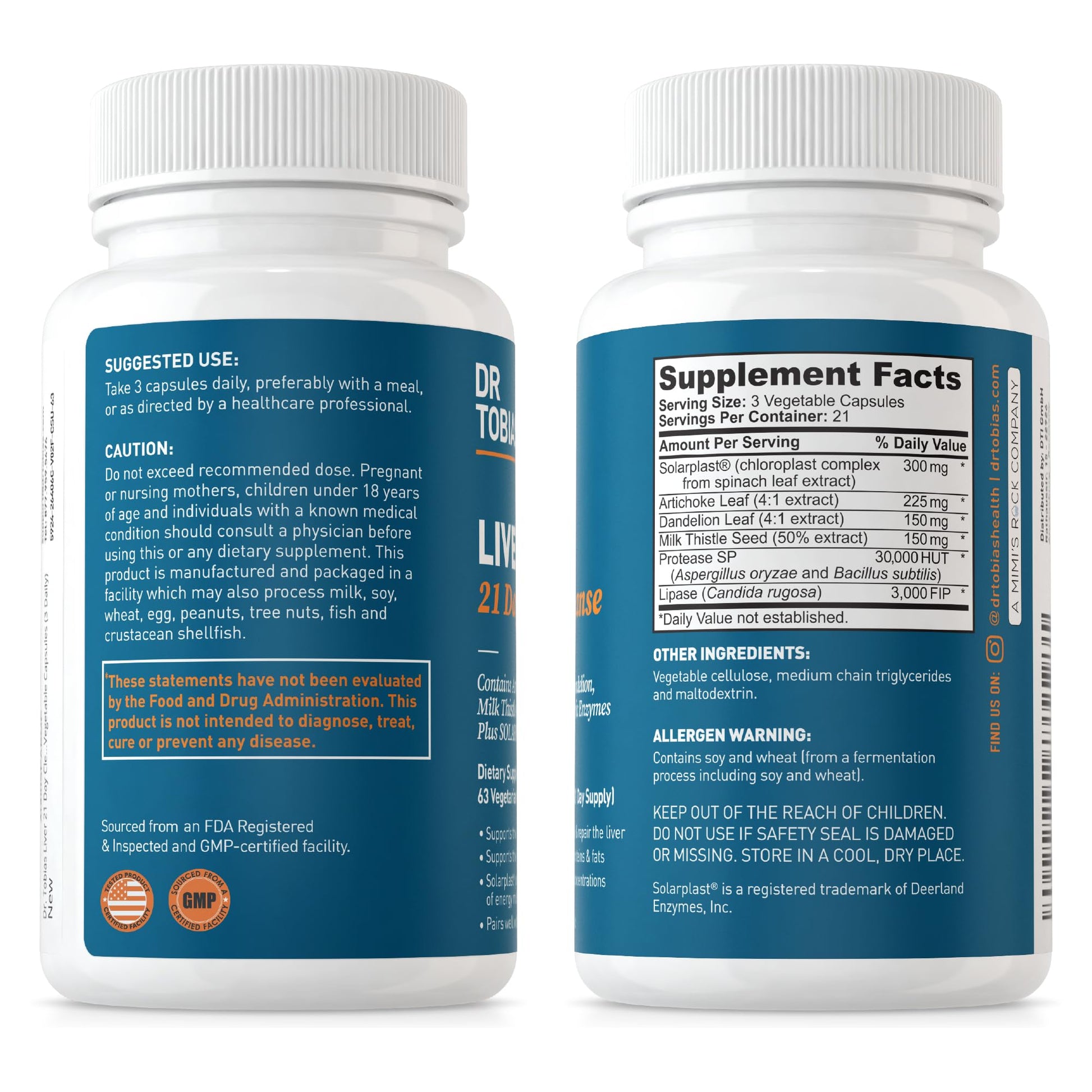 Dr. Tobias Liver 21 Day Cleanse, Herbal Liver Detox Cleanse with Solarplast, Artichoke - AB Mystery