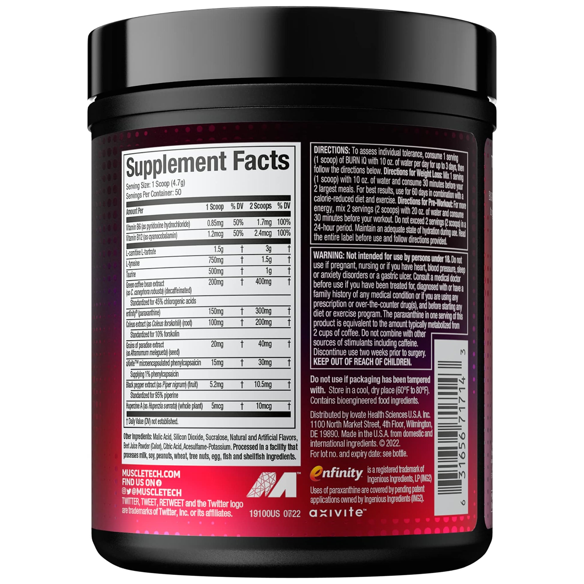 MuscleTech Burn IQ Smart Thermo Supplement Fueled with Paraxanthine Enhanced Energy - AB Mystery