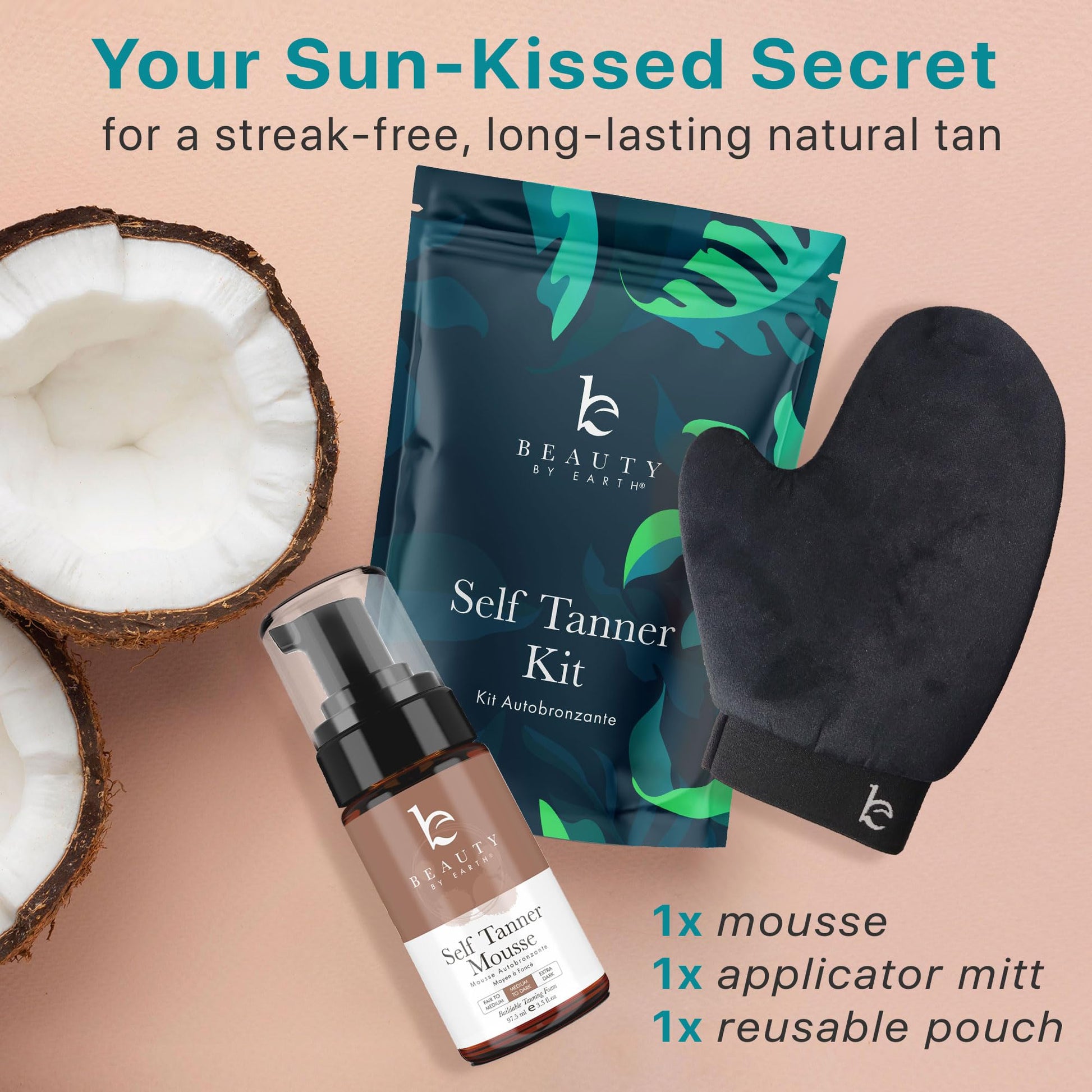 Self Tanner Tanning Mousse Kit - USA Made with Natural & Organic Ingredients - AB Mystery