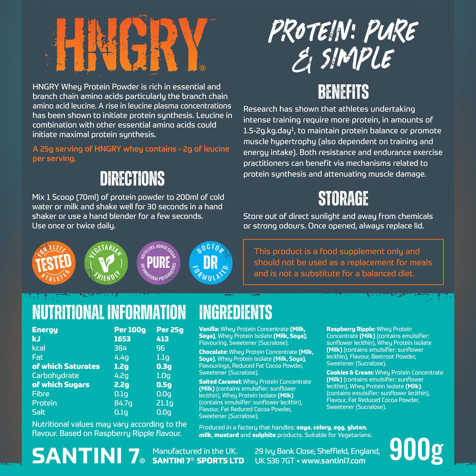 HNGRY Protein Whey Protein Powder Shake with 80% Protein Whey, 900g and 36 Servings HNGRY Protein