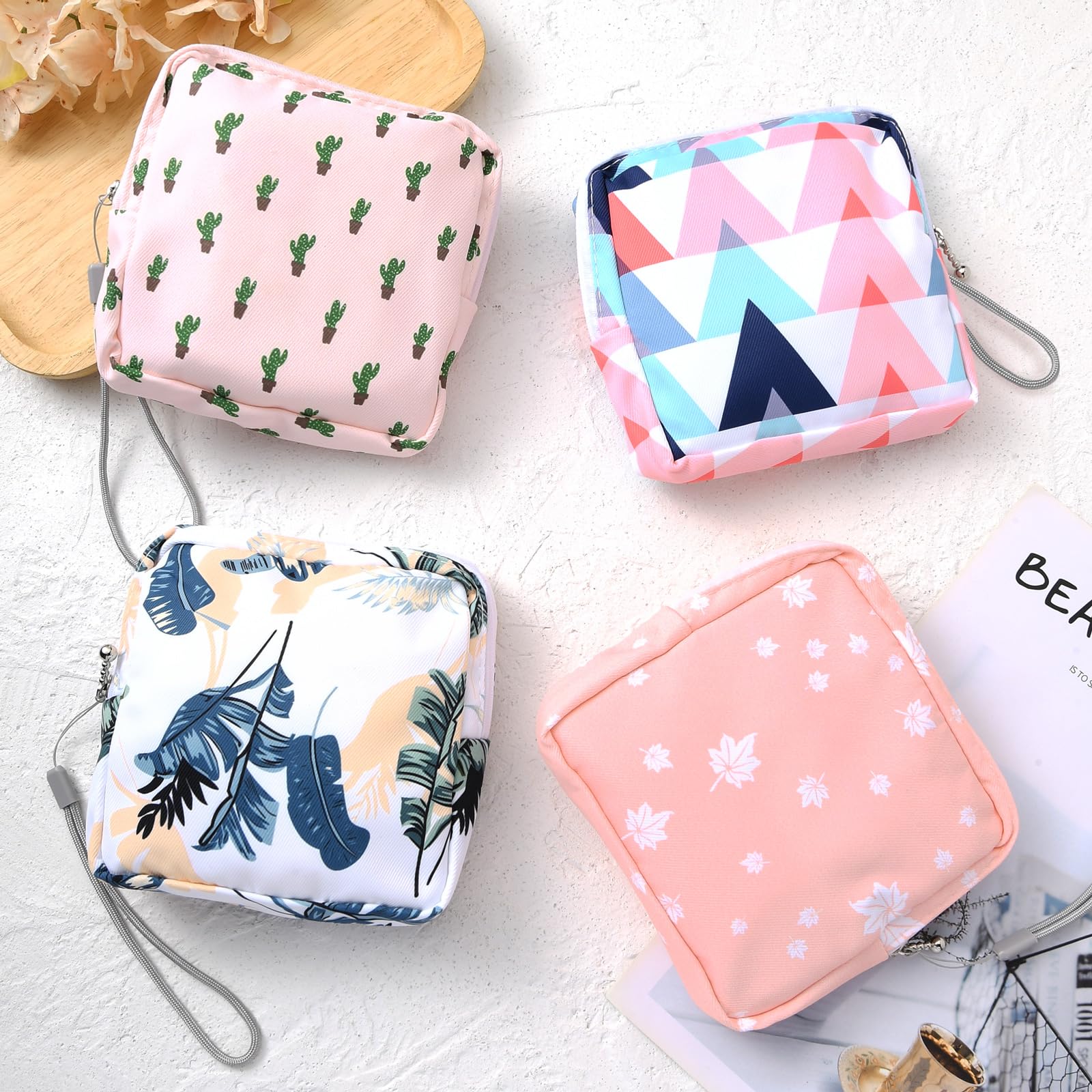 4Pcs Sanitary Napkin Storage Bag, Small Menstrual Period Bag Period Pouch Waterproof - AB Mystery