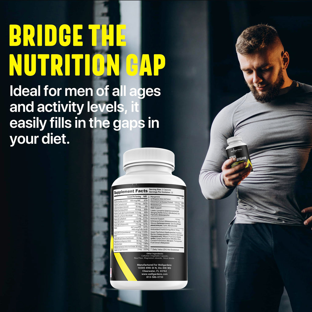 100% Pure Multivitamin for Men - Daily Mens Multivitamins, Multiminerals Supplement for Energy, Focus, Performance, Immune and Male Support - AB Mystery