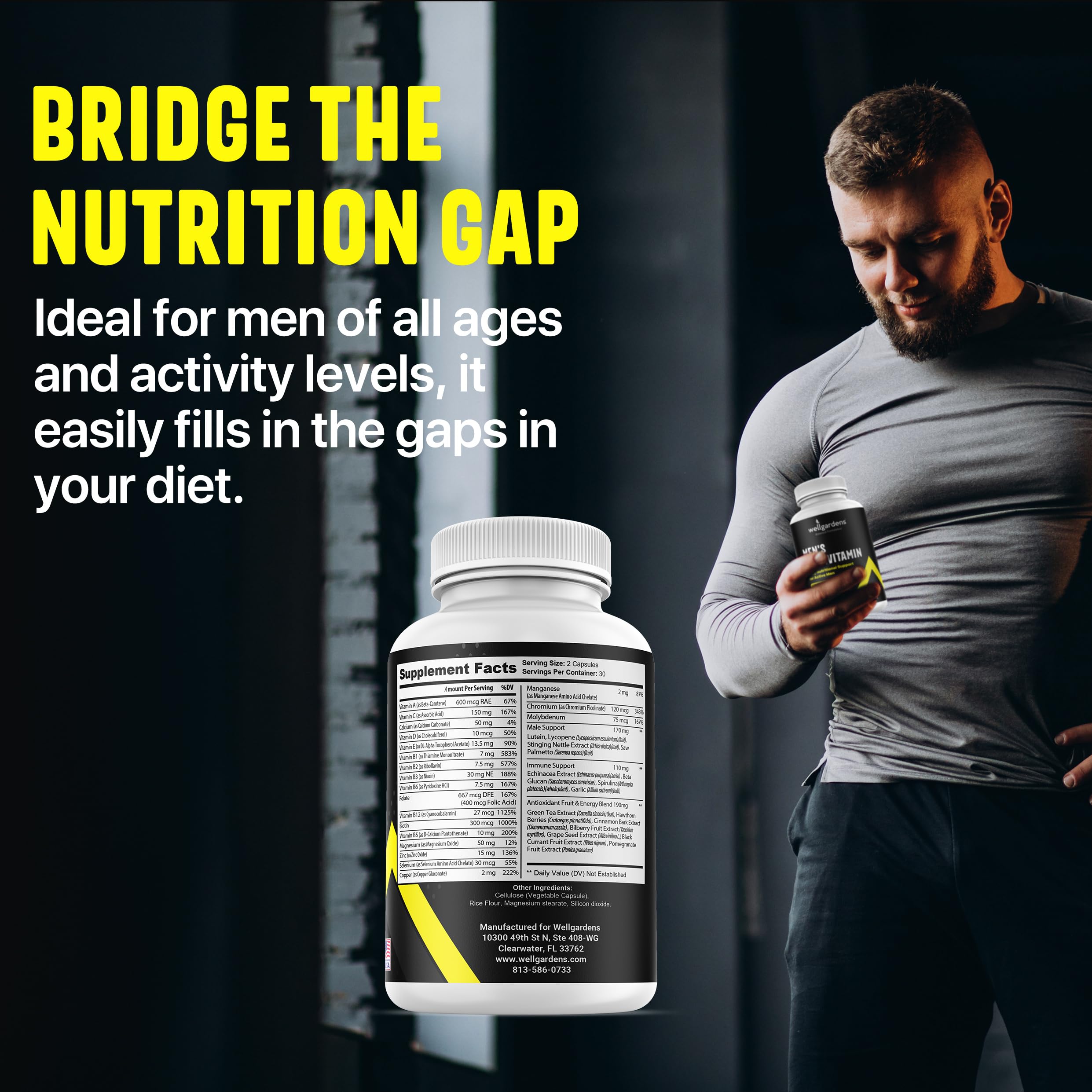 100% Pure Multivitamin for Men - Daily Mens Multivitamins, Multiminerals Supplement for Energy, Focus, Performance, Immune and Male Support - AB Mystery