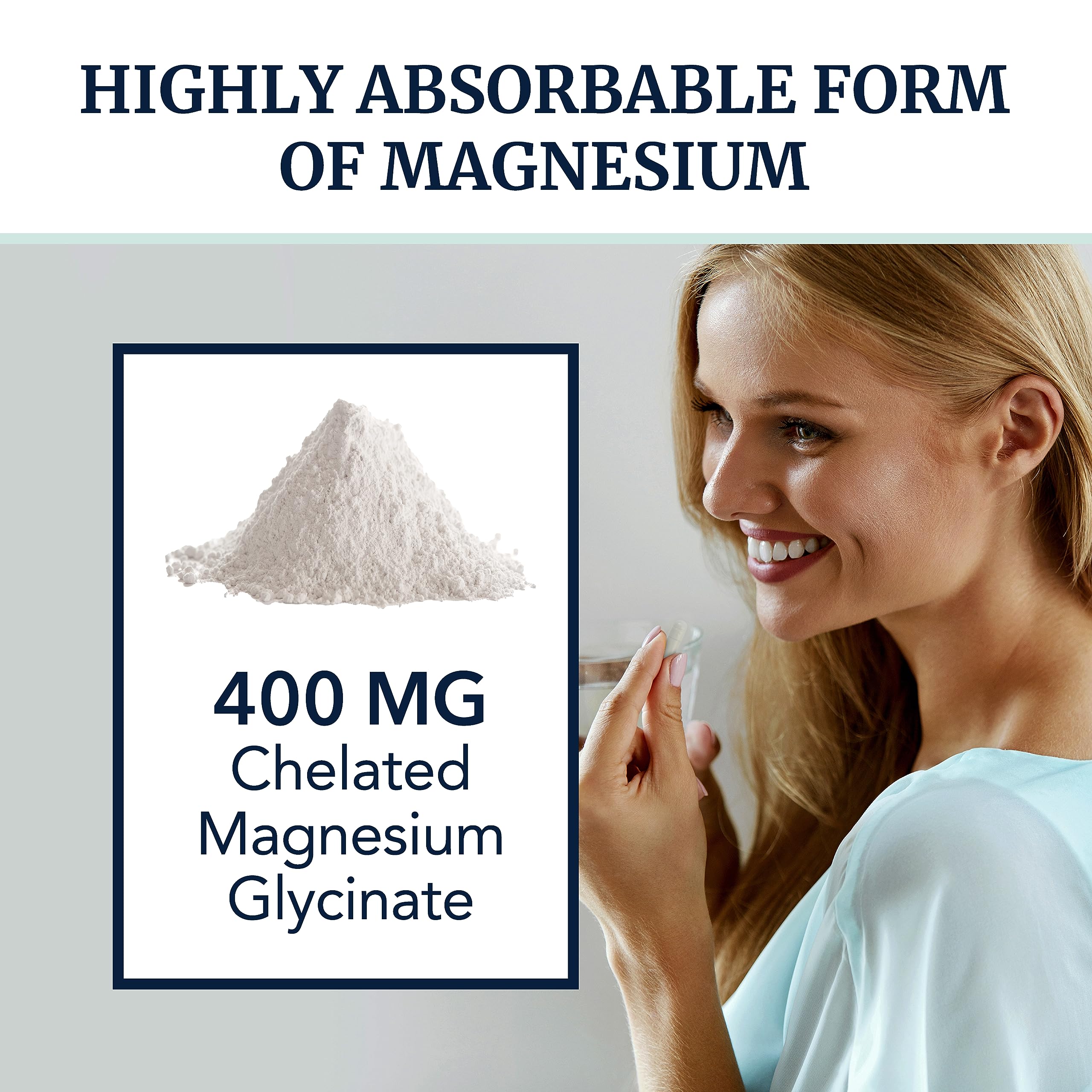 Magnesium Bisglycinate 400mg | Chelated Bisglycinate for Muscle Relaxation, Bones - AB Mystery