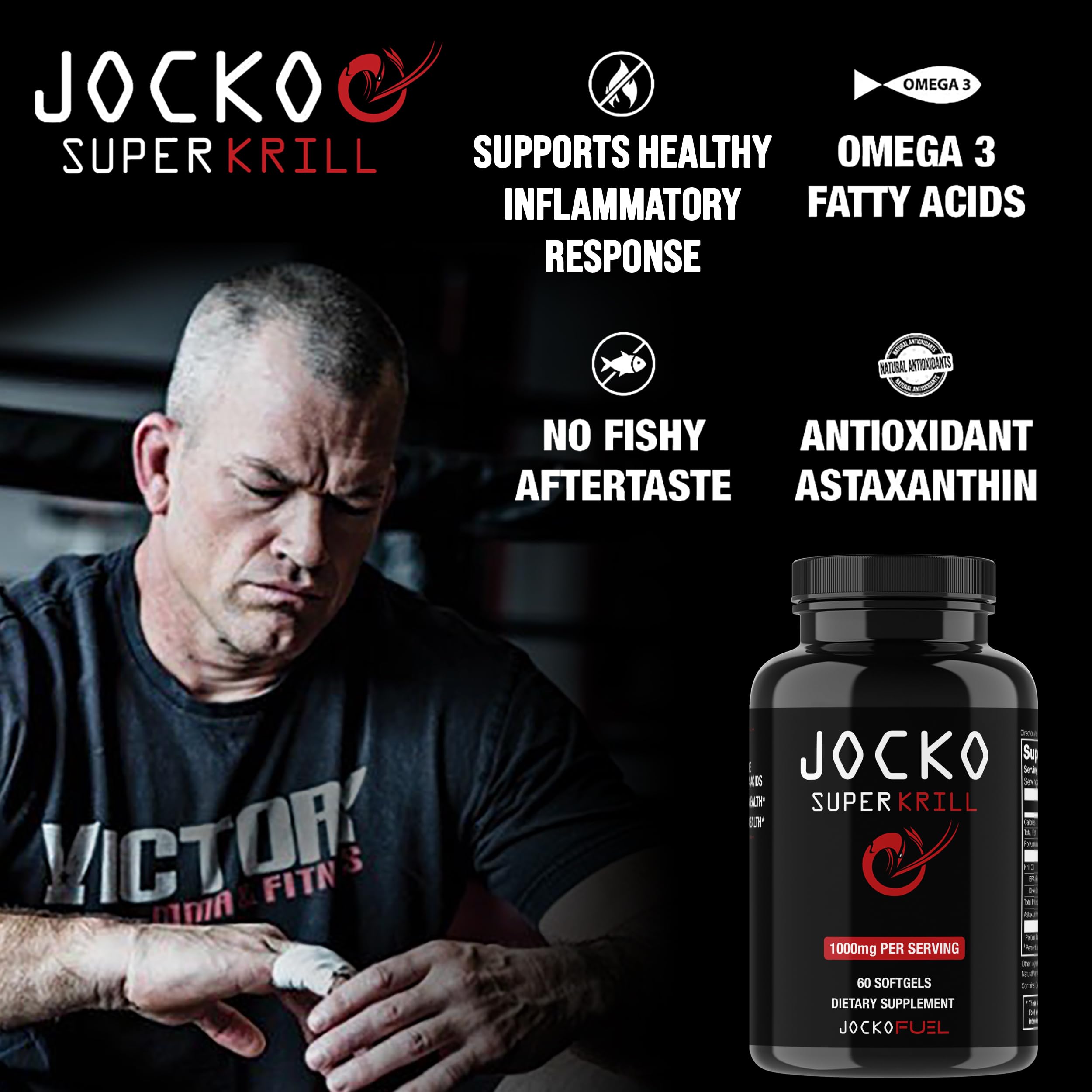 Jocko Fuel Antarctic Krill Oil Omega 3 Fatty Acid Supplements DHA & EPA - 1000mg Softgel - AB Mystery