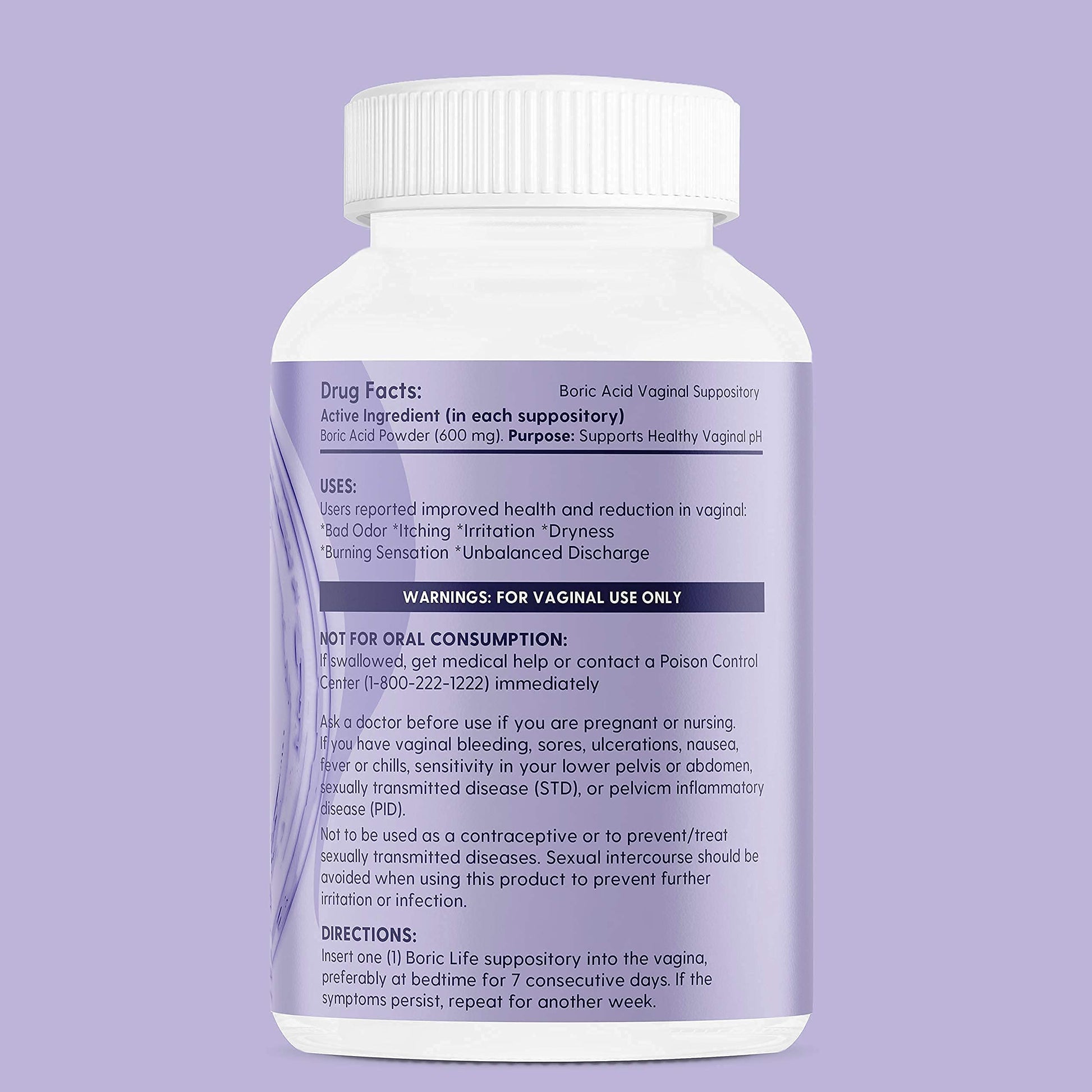 Peachlife Boric Acid Suppositories in Vegetable Capsules - USA Made - Vaginal pH - AB Mystery