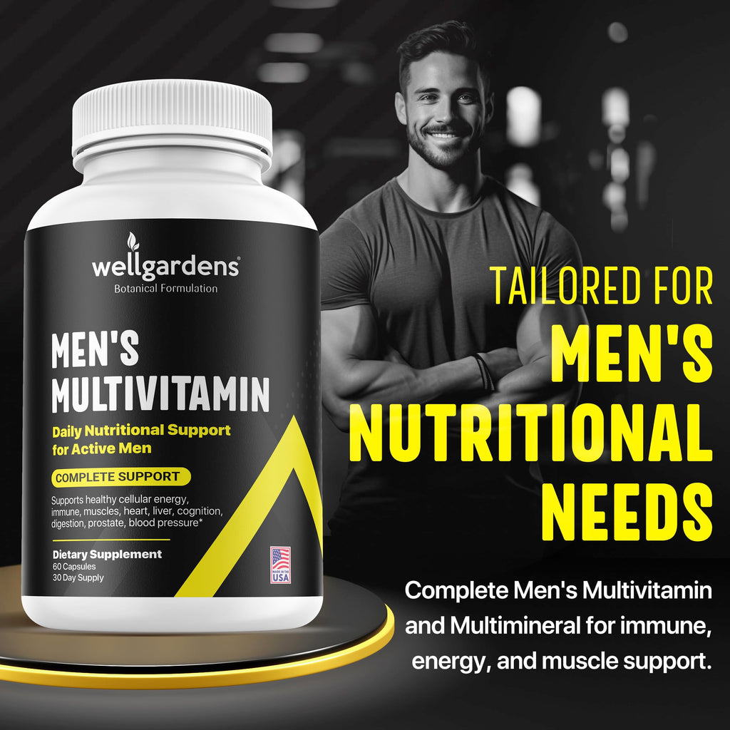 100% Pure Multivitamin for Men - Daily Mens Multivitamins, Multiminerals Supplement for Energy, Focus, Performance, Immune and Male Support - AB Mystery