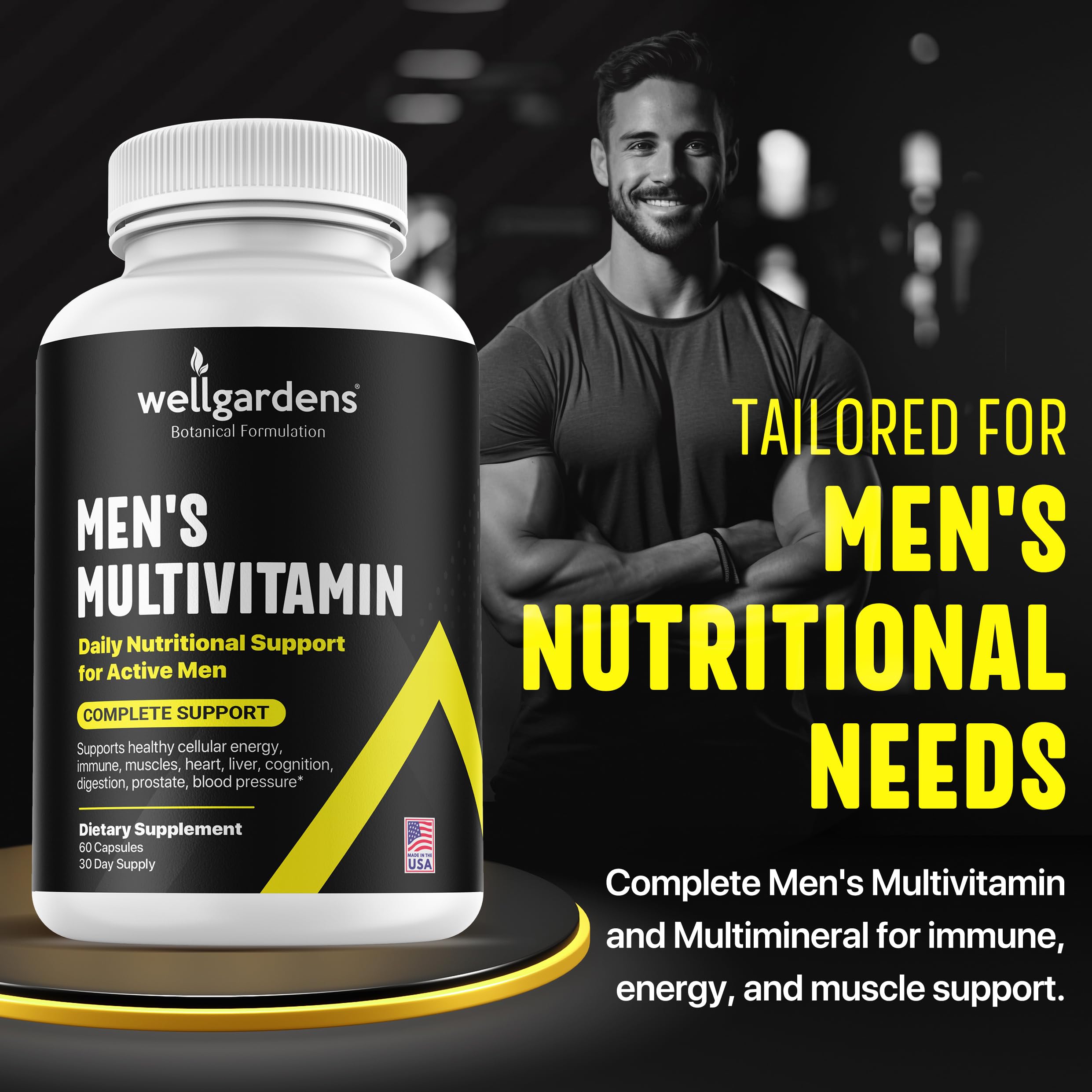 100% Pure Multivitamin for Men - Daily Mens Multivitamins, Multiminerals Supplement for Energy, Focus, Performance, Immune and Male Support - AB Mystery