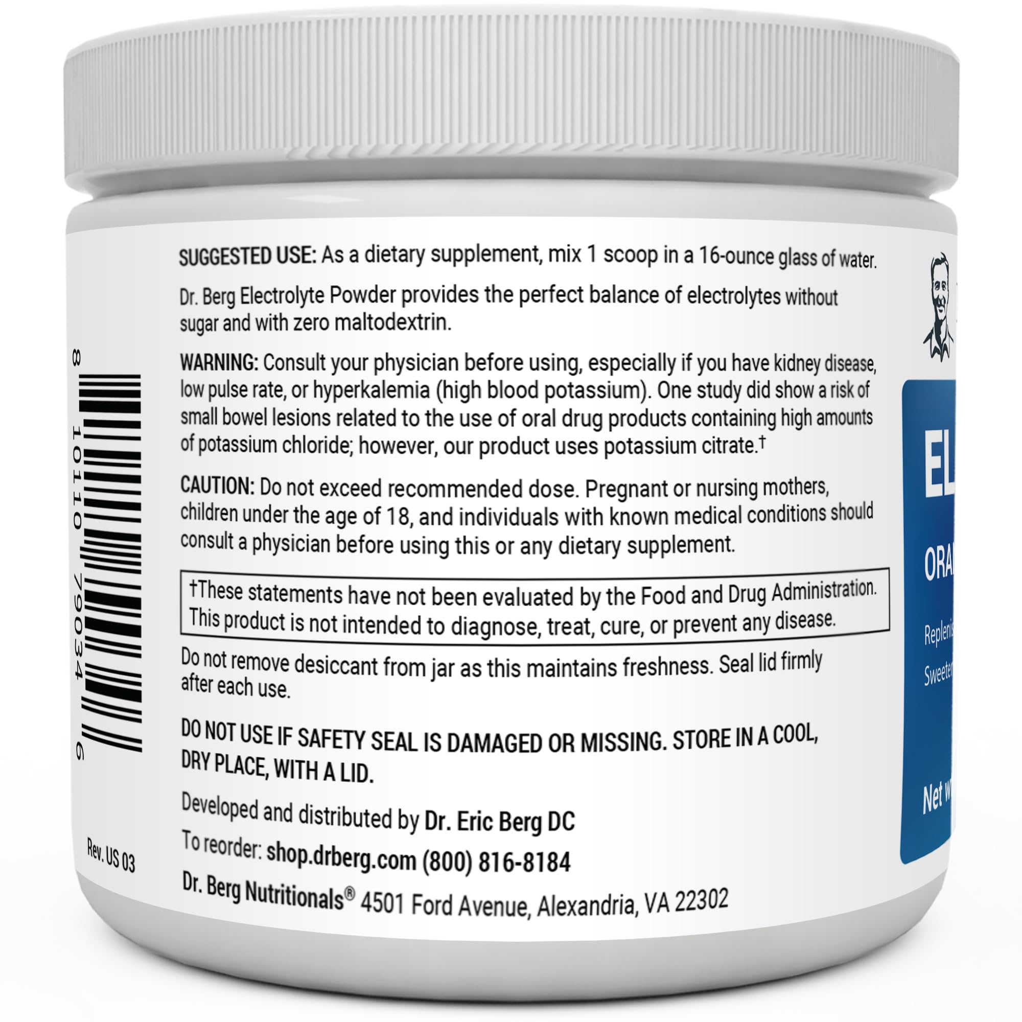 Dr. Berg Hydration Keto Electrolyte Powder - Enhanced w/ 1,000mg of Potassium & Real - AB Mystery