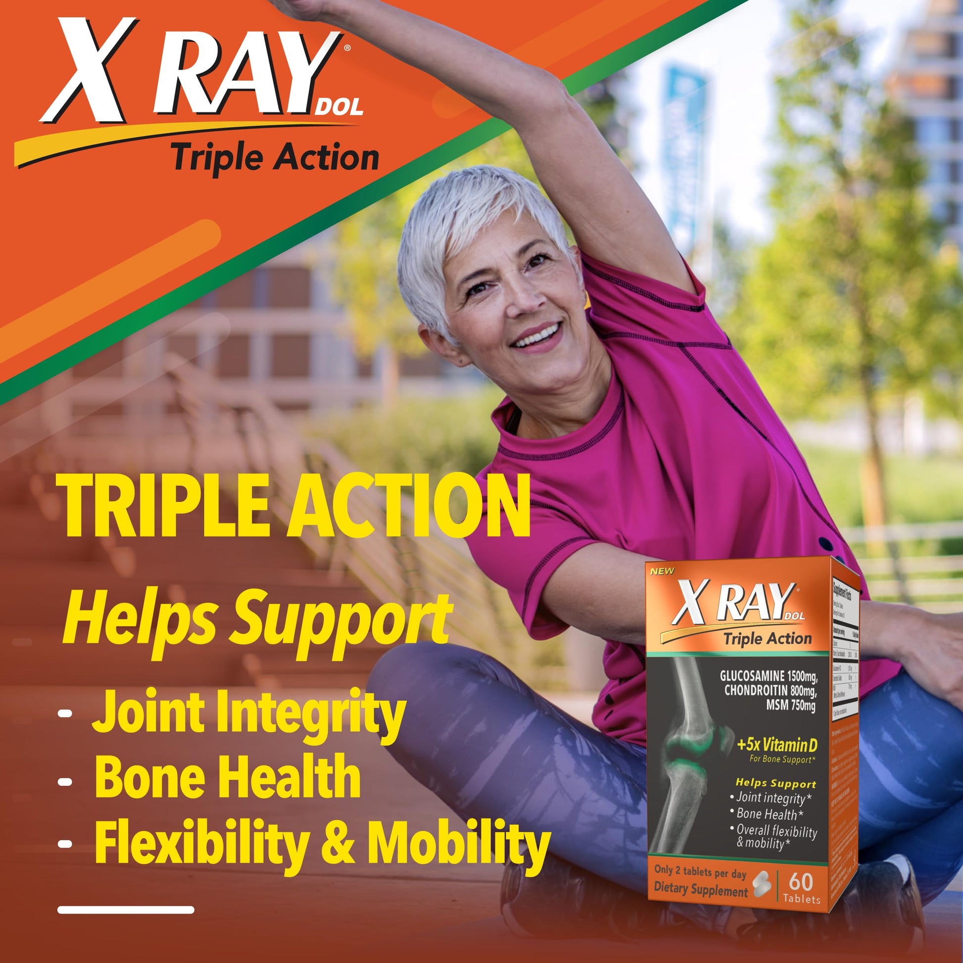 X Ray Dol Triple Action Joint Health Supplement, with 5X Vitamin D, Glucosamine 1500mg - AB Mystery