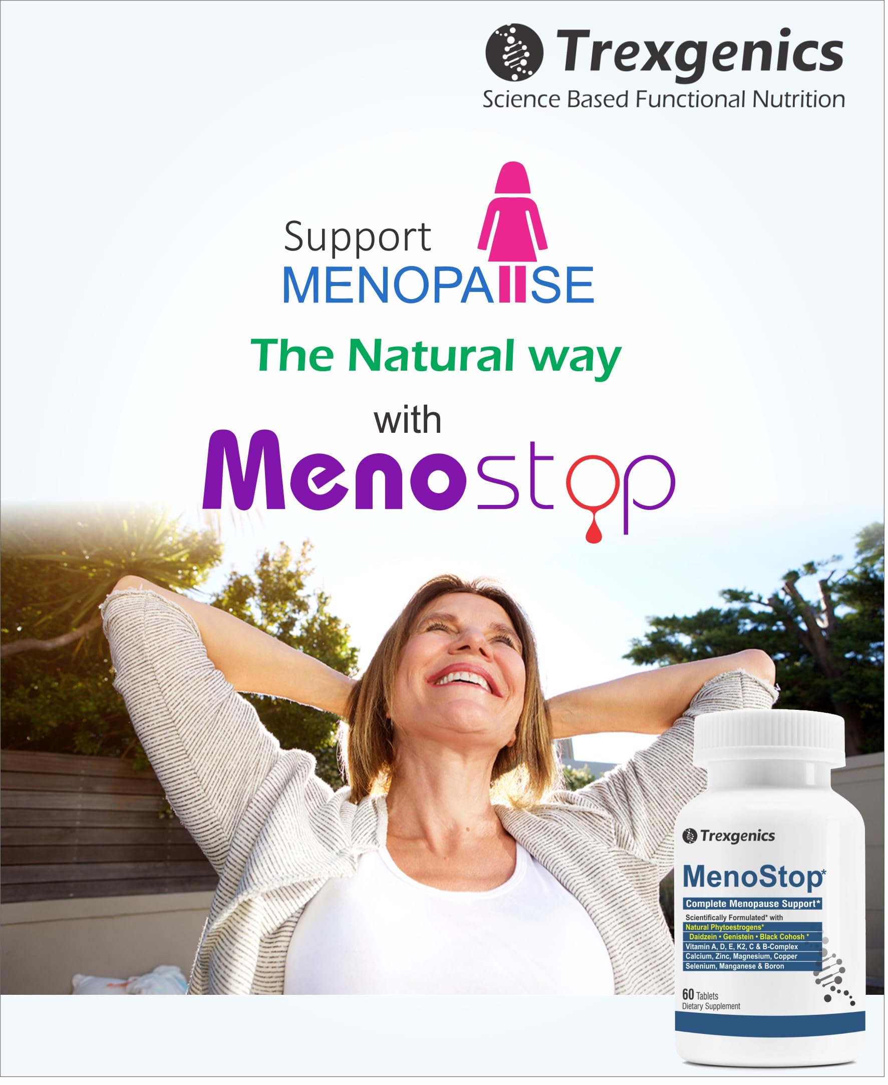 Trexgenics MENOSTOP Complete Menopause Support with Isoflavones - AB Mystery