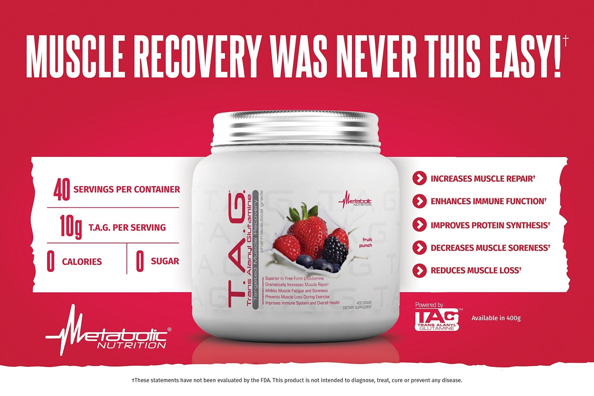 Metabolic Nutrition, TAG, Trans Alanyl Glutamine, 100% L-Glutamine Peptide Powder - AB Mystery