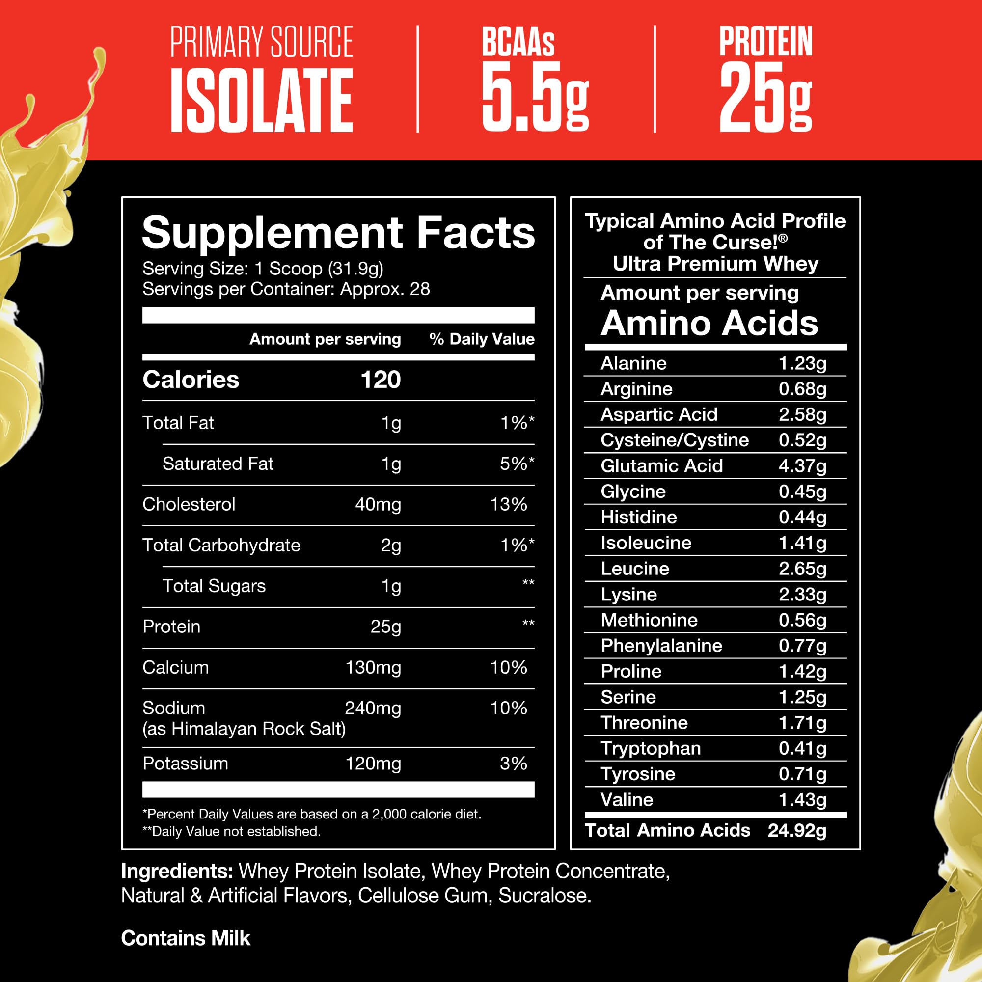 JNX SPORTS The Curse! Ultra Premium Whey Protein Powder Vanilla Bean 2lb | 25g Protein - AB Mystery