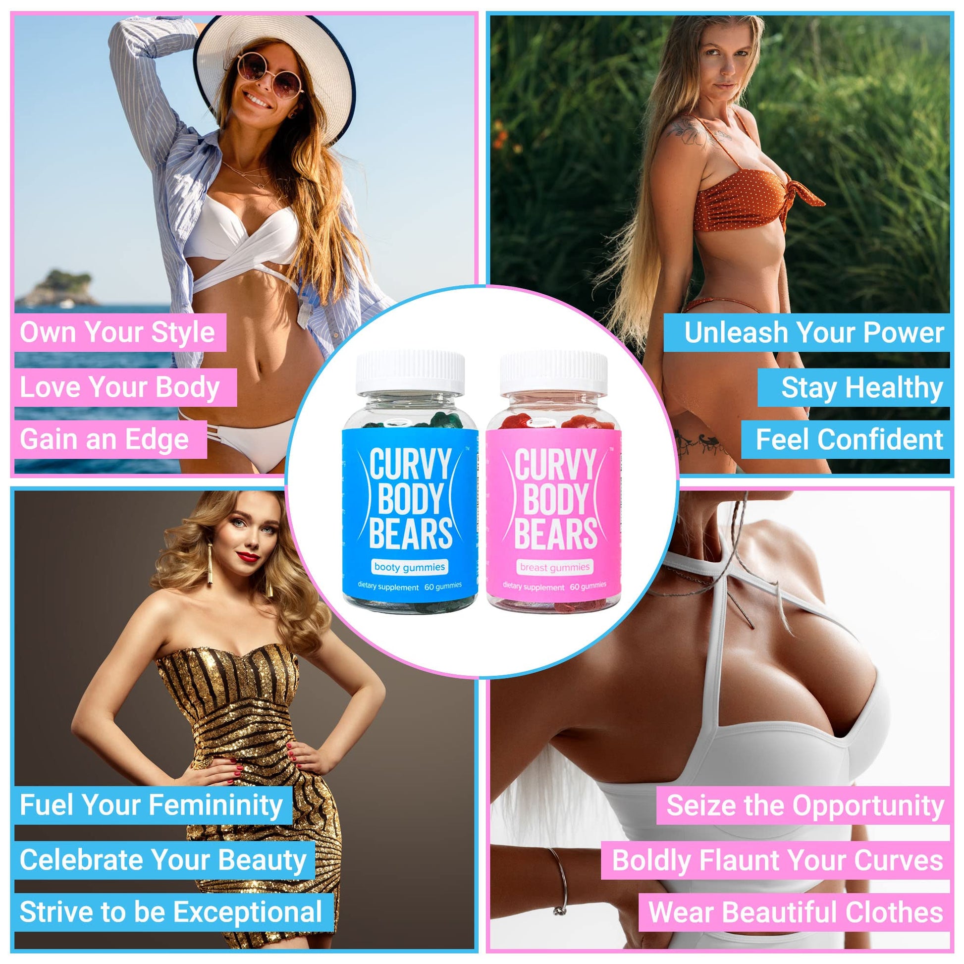 Curvy Body Bears Gummies Combo Pack - Chest and Bum Gummies - Workout Aid - AB Mystery