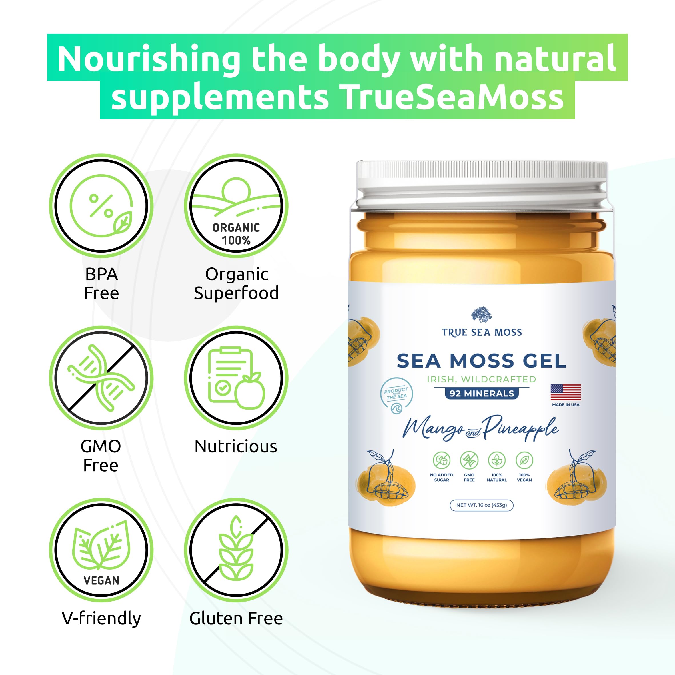 TrueSeaMoss Wildcrafted Irish Sea Moss Gel – Nutritious Organic Raw Seamoss Rich - AB Mystery