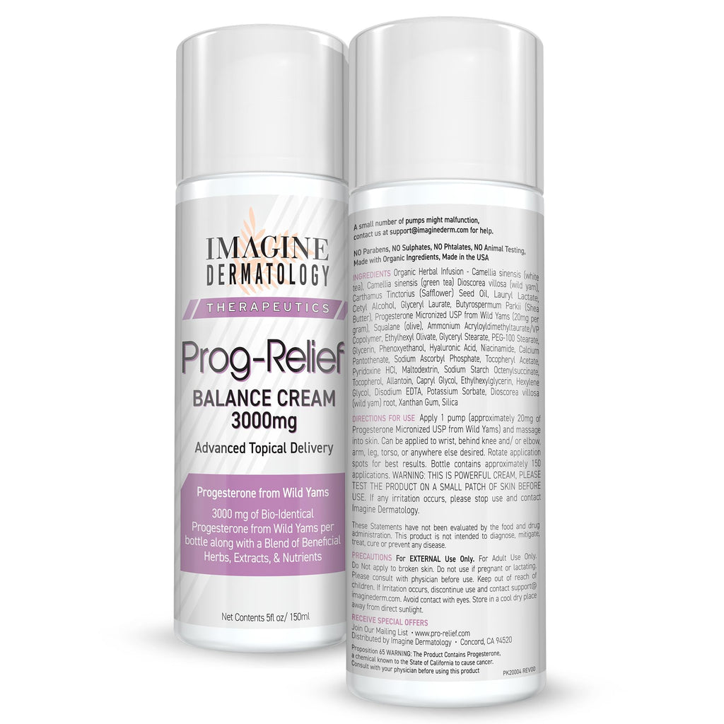 Imagine Dermatology Bio-Identical Progesterone Cream, 50% More - 3000mg, 150 Pump Doses Imagine Dermatology