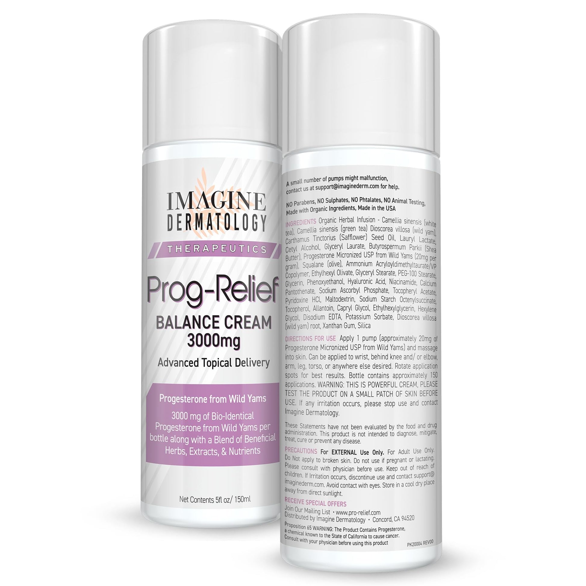 Imagine Dermatology Bio-Identical Progesterone Cream, 50% More - 3000mg, 150 Pump Doses Imagine Dermatology