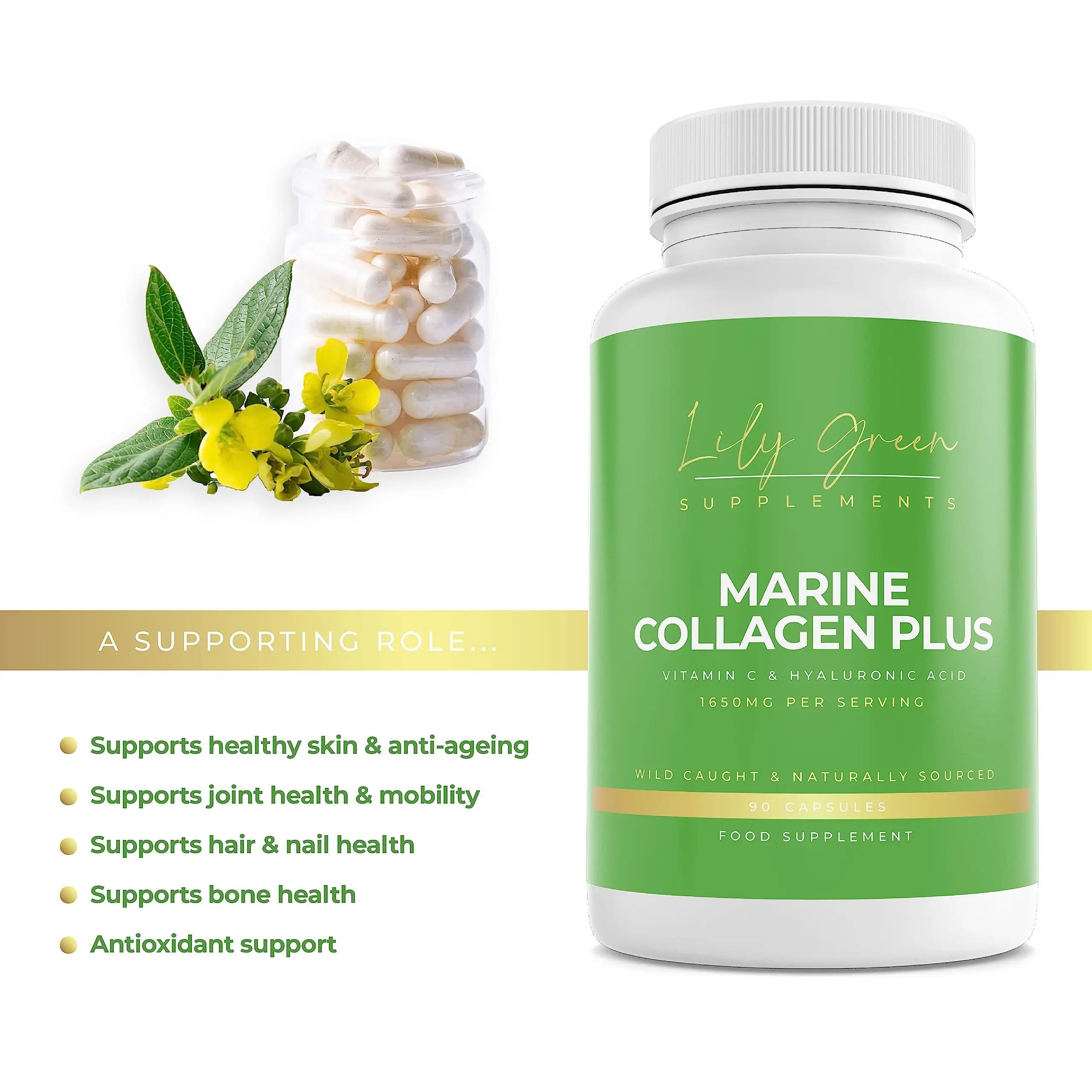 Lily Green | Marine Collagen with Hyaluronic Acid & Vitamin C - 1650mg per Serving - AB Mystery