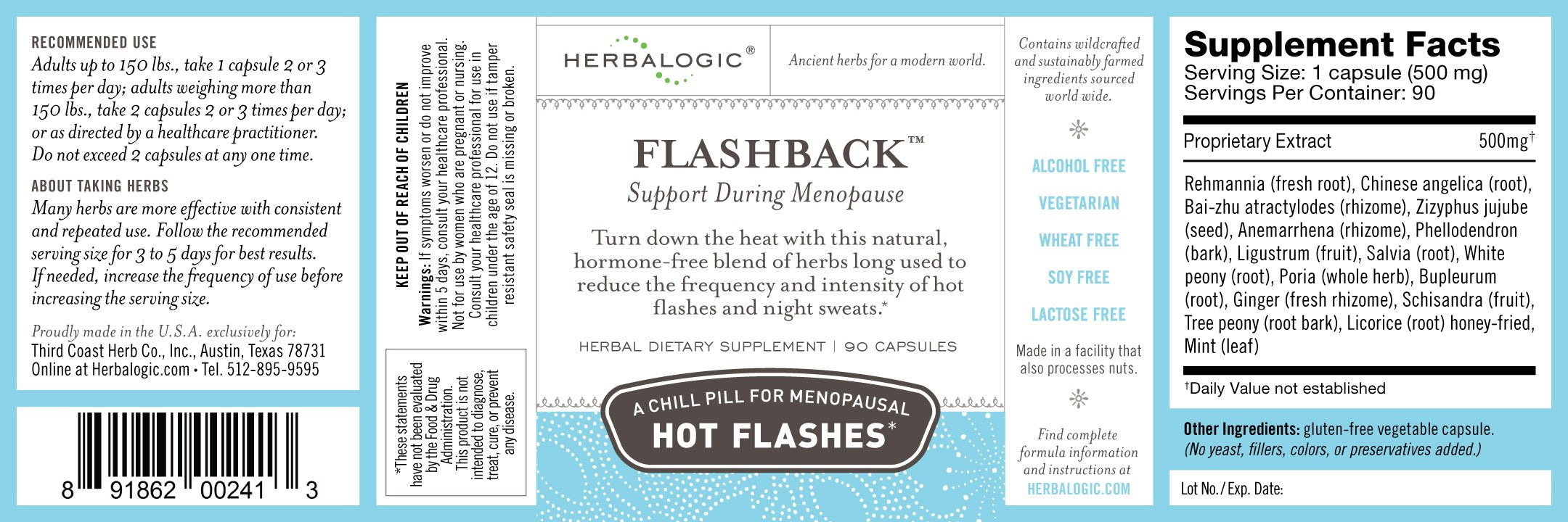 Herbalogic - Flashback Herb Capsules - Natural Relief for Menopausal Hot Flashes, Night Sweats, Sleeplessness - AB Mystery