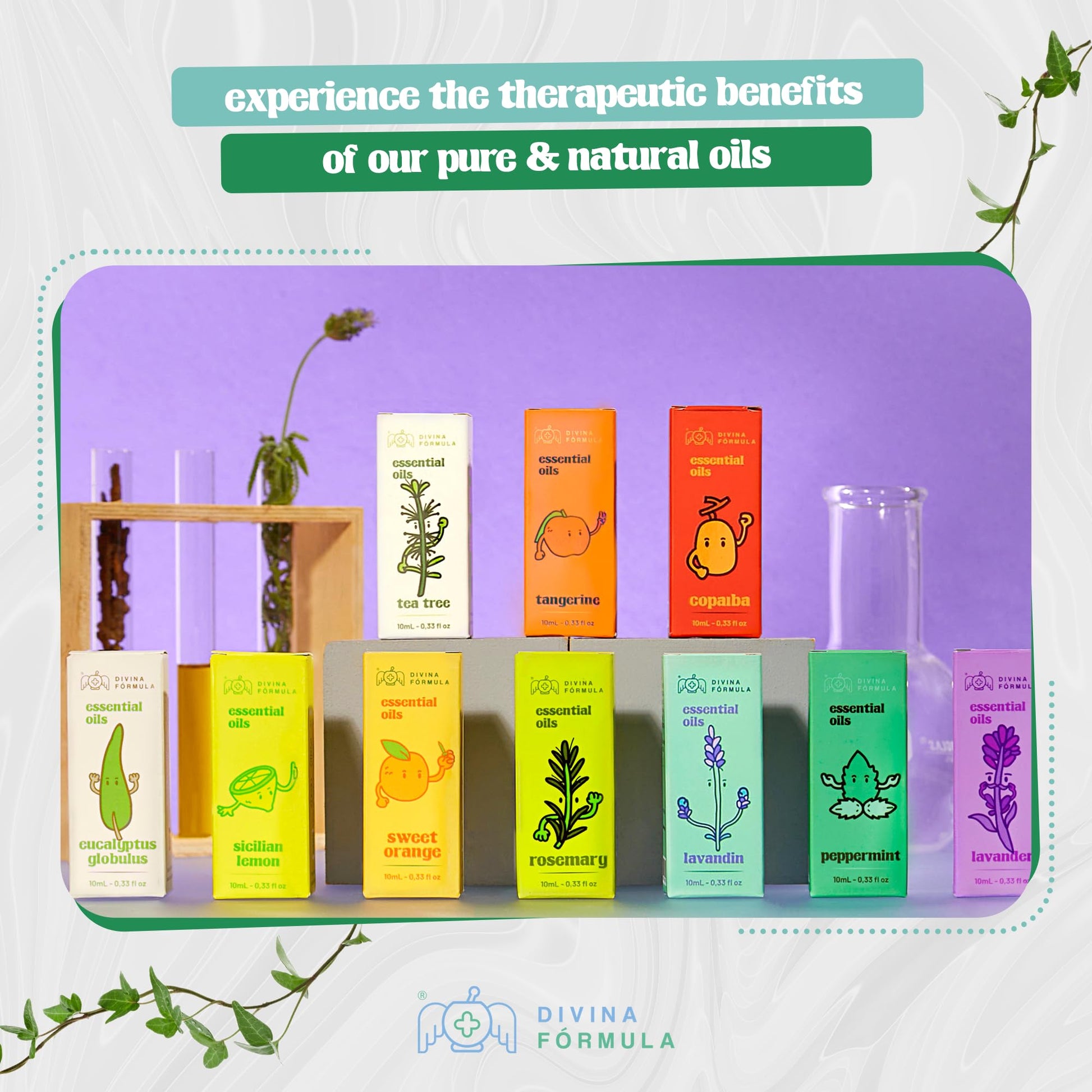 Divina Fórmula - 100% Pure Peppermint Essential Oil - Aromatherapy Oils, Essential Oils - Oil for Massage - AB Mystery