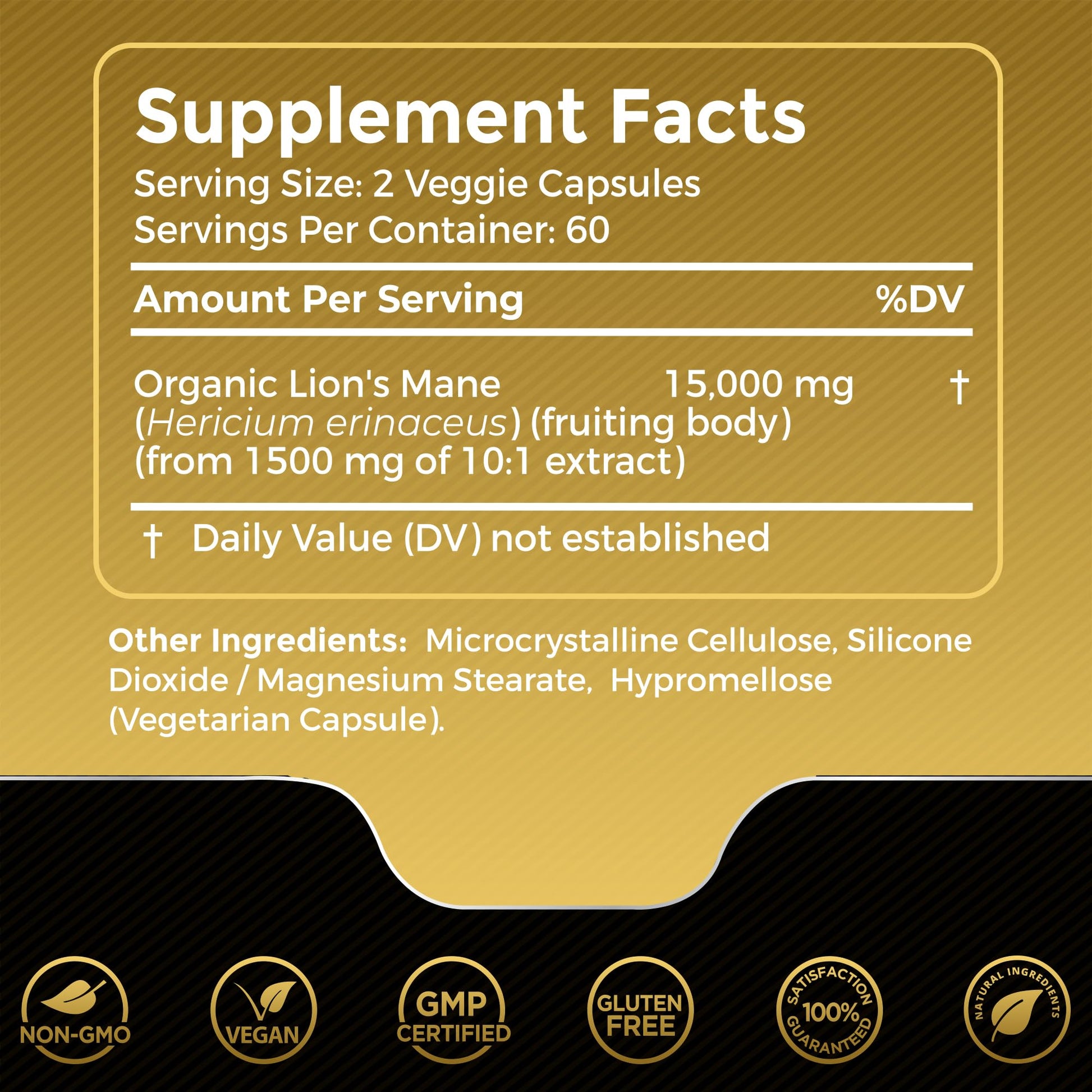 Lions Mane Supplement Capsules - 120 Count - Mushroom Supplement, Brain Supplements - AB Mystery