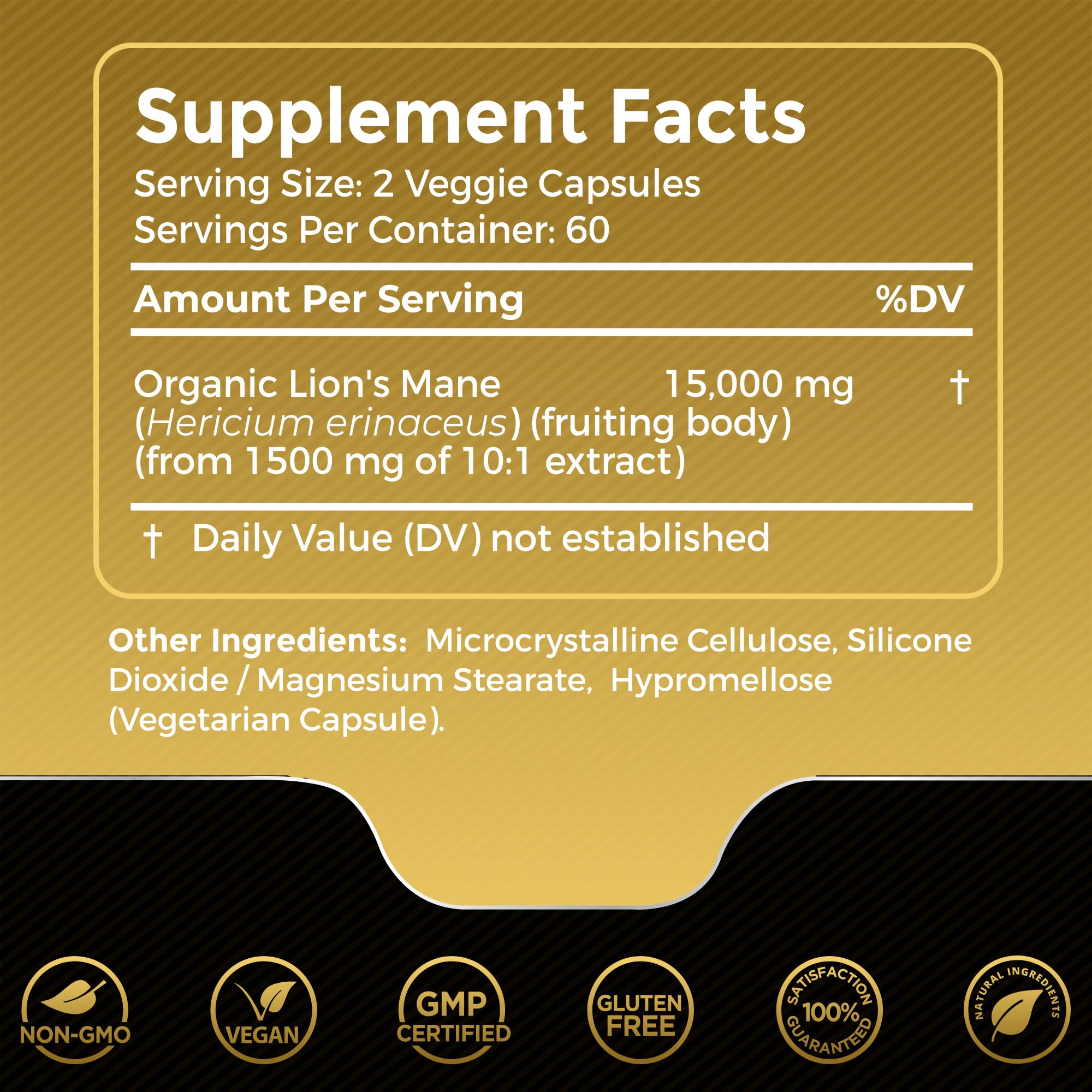 Lions Mane Supplement Capsules - 120 Count - Mushroom Supplement, Brain Supplements - AB Mystery