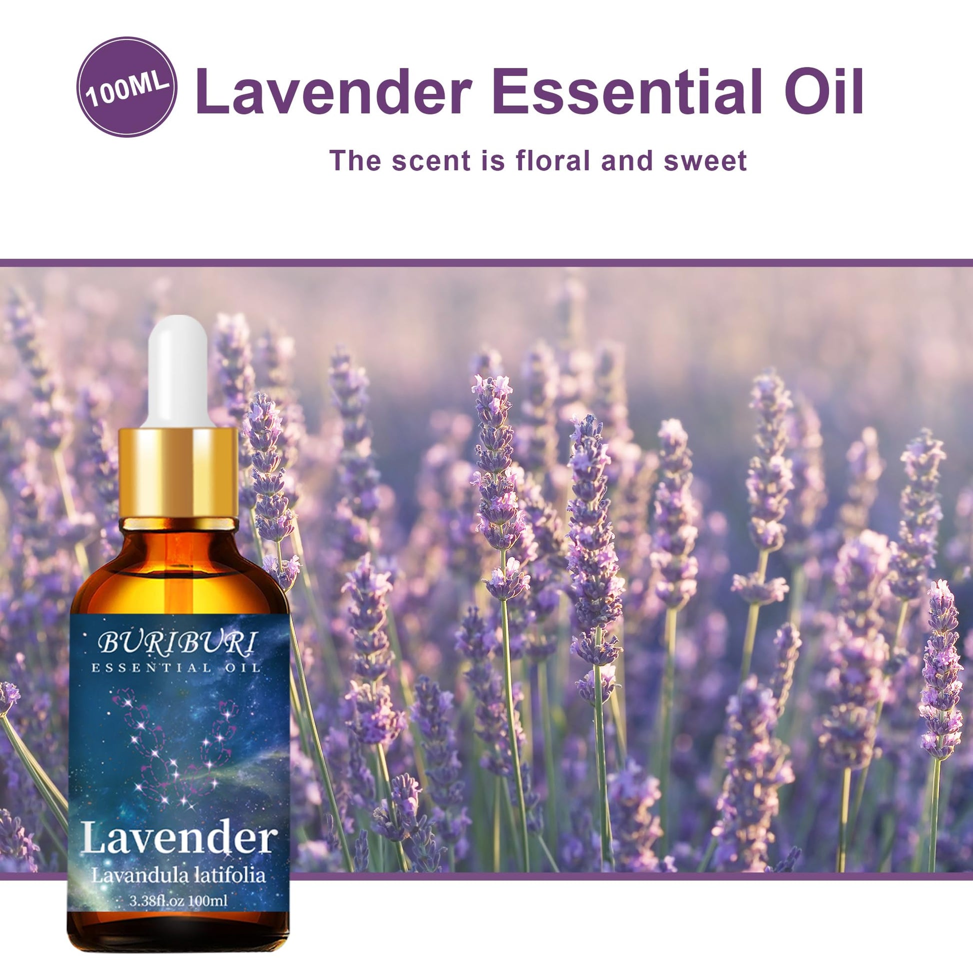BURIBURI Lavender Essential Oil 100ML, 100% Pure Undiluted, Natural, Organic Aromatherapy Oil Lavender Oils - AB Mystery