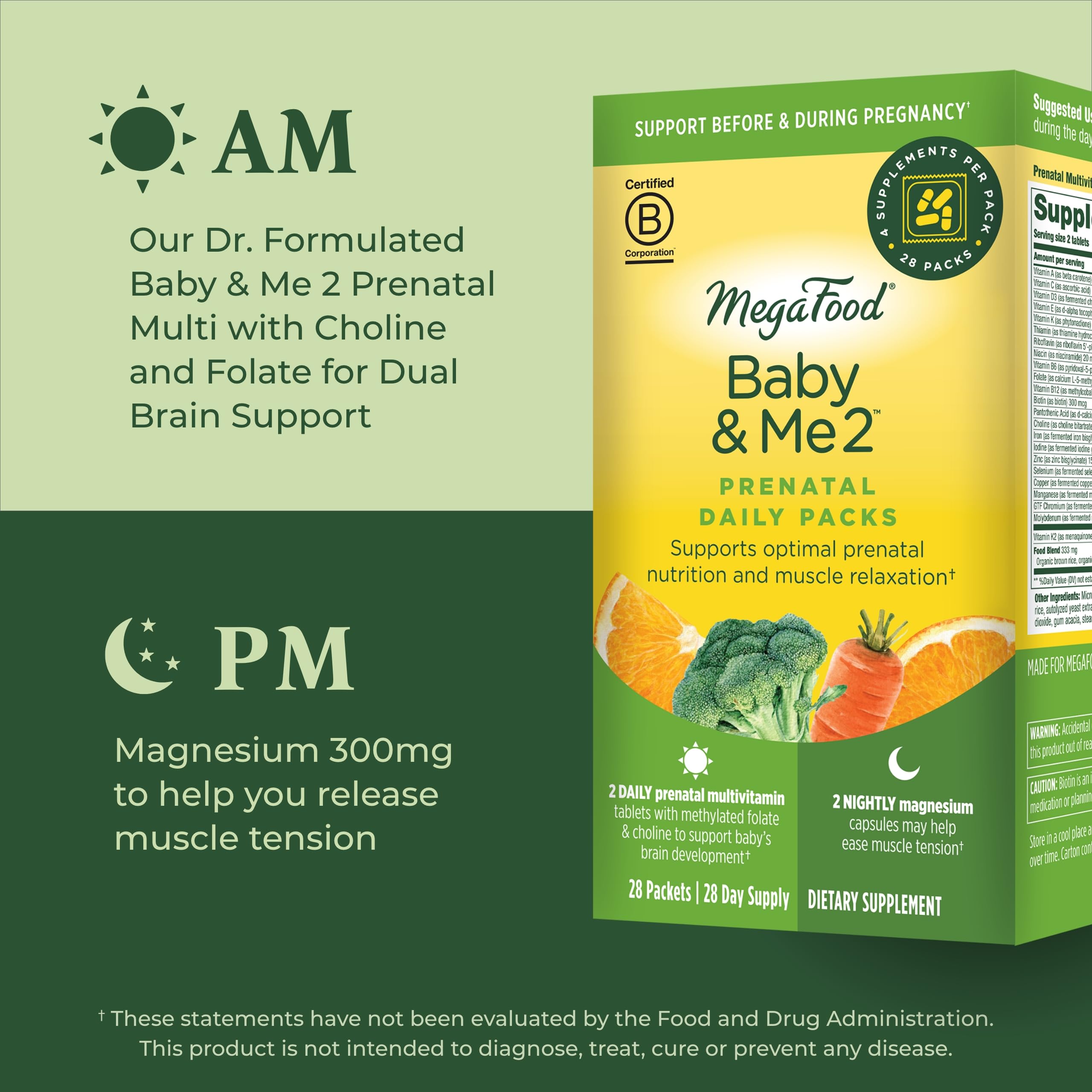 MegaFood Prenatal Vitamin & Minerals + Magnesium Supplement Daily Pack MegaFood