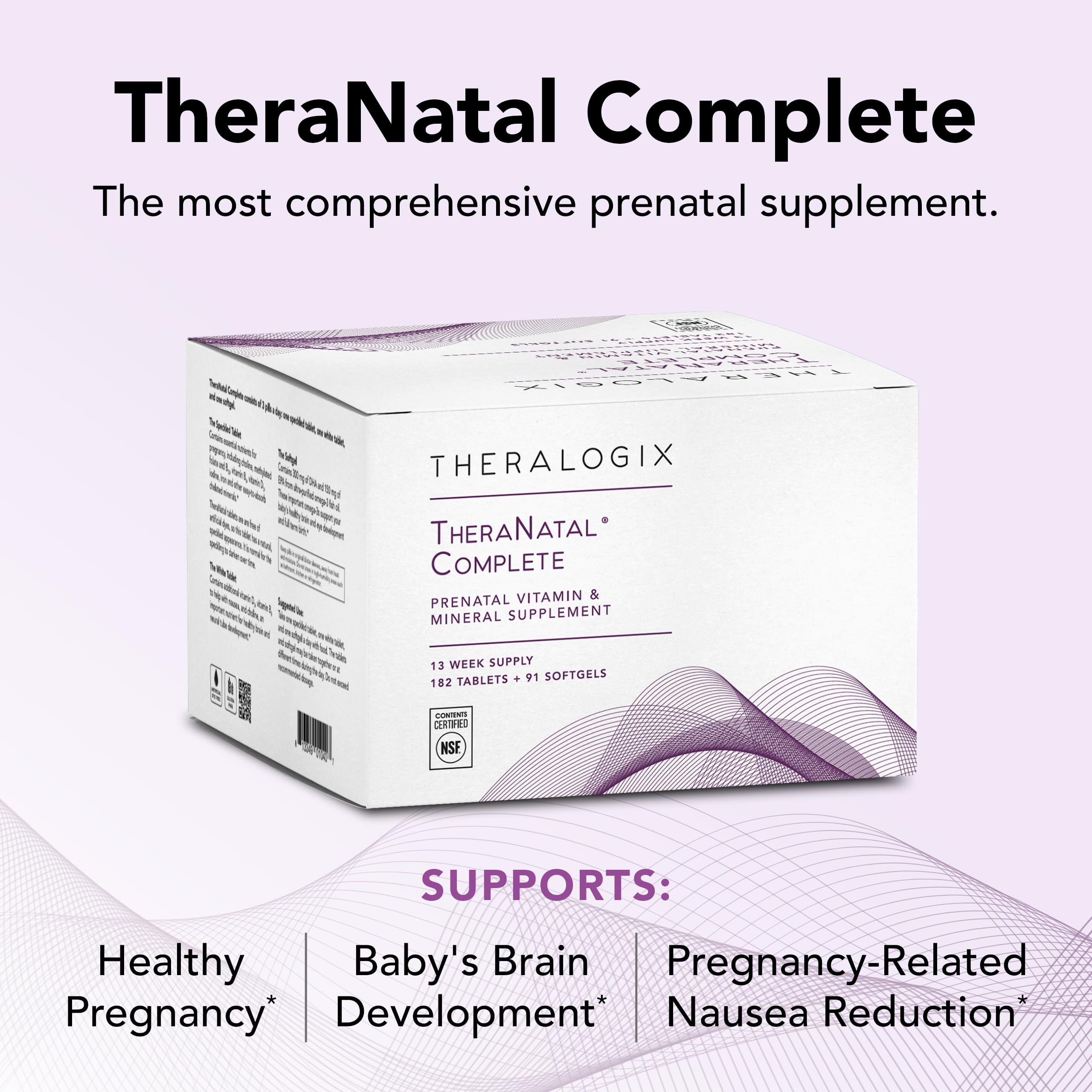 Theralogix TheraNatal Complete Prenatal Vitamin Supplement - 91-Day Supply - with DHA Theralogix