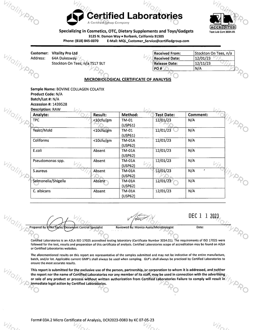 Advanced Collagen with Hyaluronic Acid - 12.95g x 30 Servings - Type 1 2 3 - AB Mystery