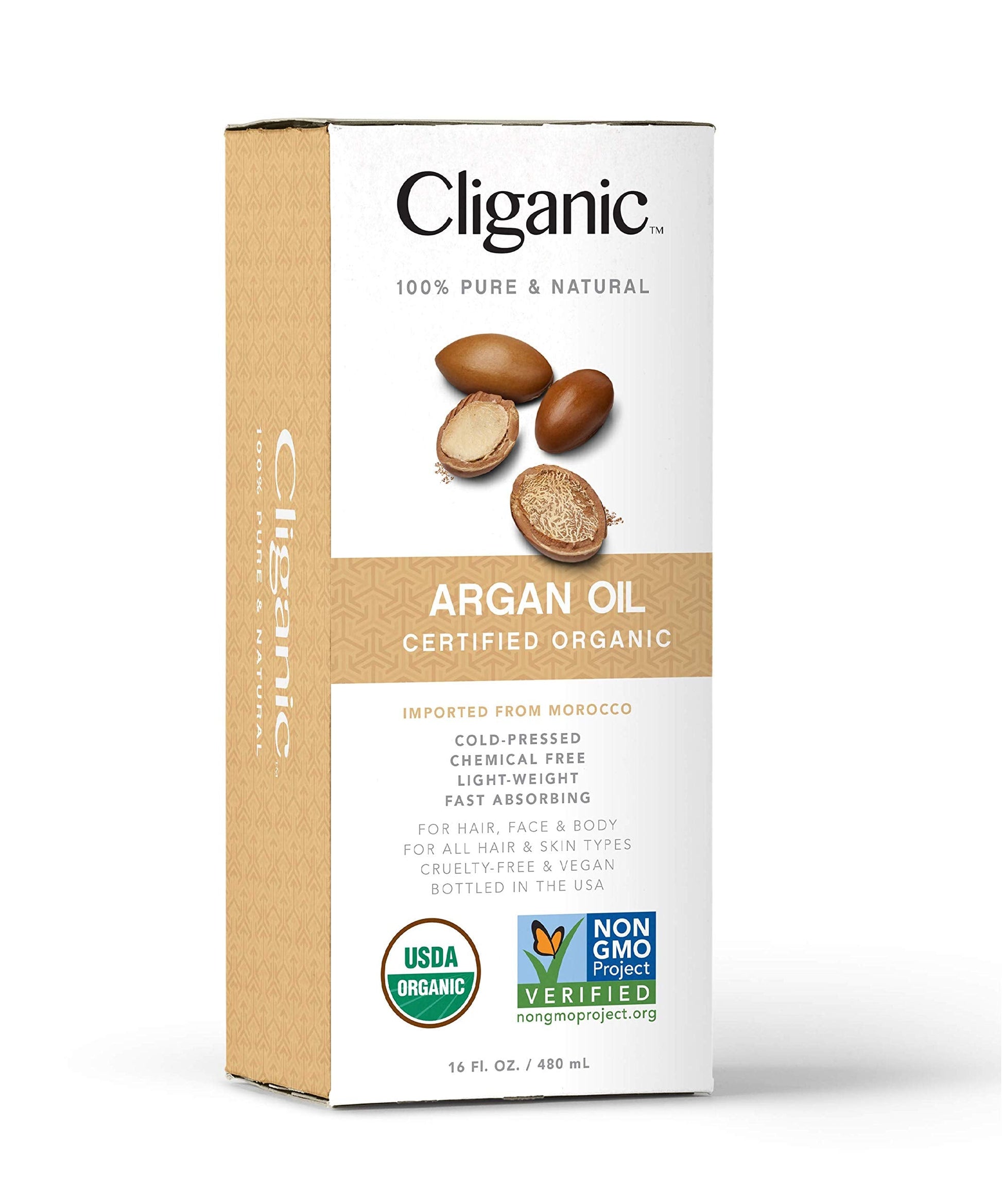 Cliganic Organic Argan Oil 16oz with Pump, 100% Pure | Bulk for Hair, Face & Skin - AB Mystery