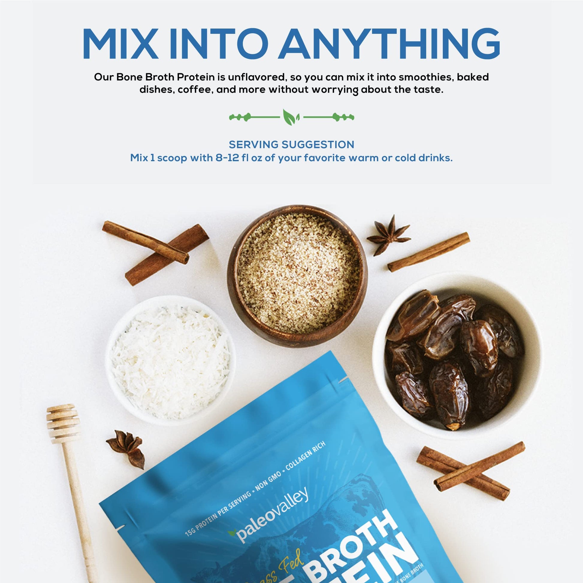 Paleovalley 100% Grass Fed Beef Bone Broth Protein Powder - Rich in Collagen Peptides - AB Mystery