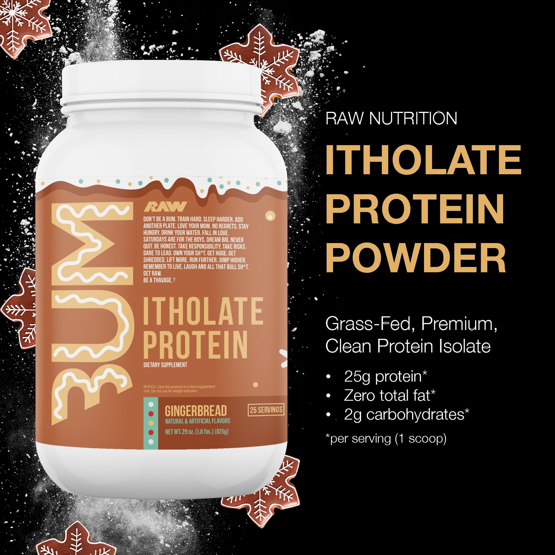 RAW Whey Isolate Protein Powder, Gingerbread (CBUM Itholate Protein) - 100% Grass - AB Mystery