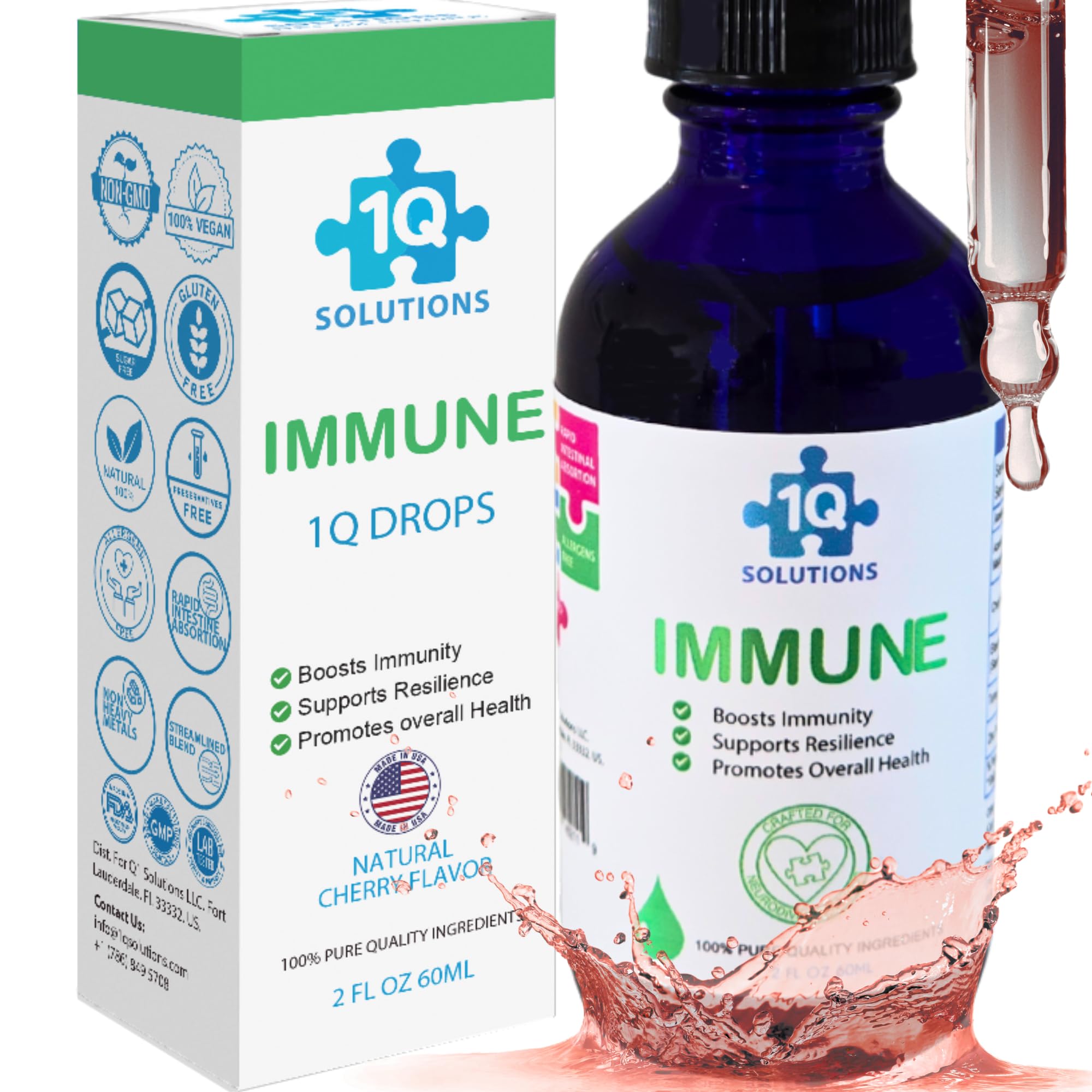 1Q Immune – Liquid Immune Support Supplement for Kids | Elderberry Extract, Turmeric & Acerola Cherry - AB Mystery