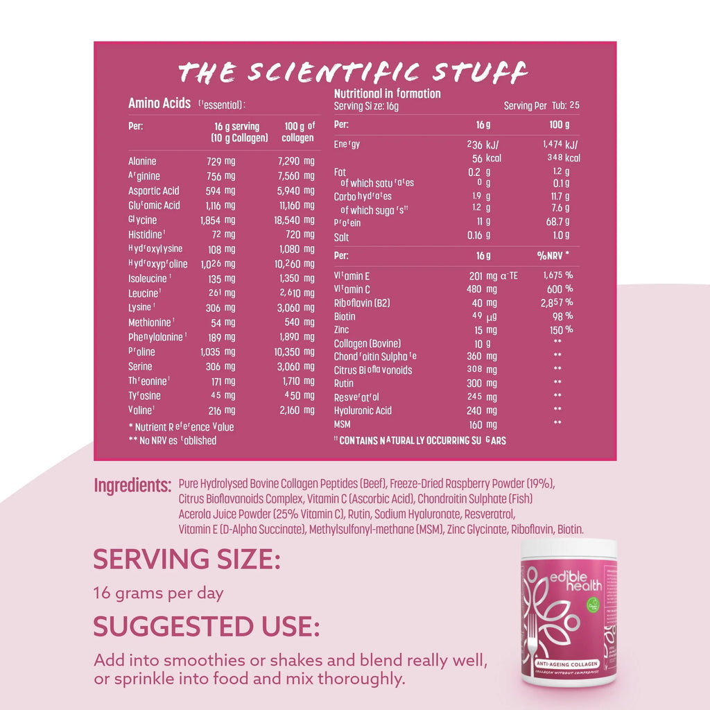 High Protein Edible Health Anti-Ageing Protein Powder, Regenerative Collagen Supplements Edible Health