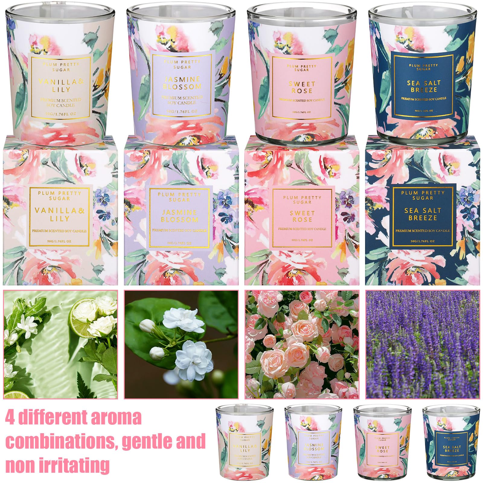 MTLEE 24 Pcs Candles for Home Scented Candle Gifts for Women Bulk 8 Long Lasting Aromatherapy Jar - AB Mystery