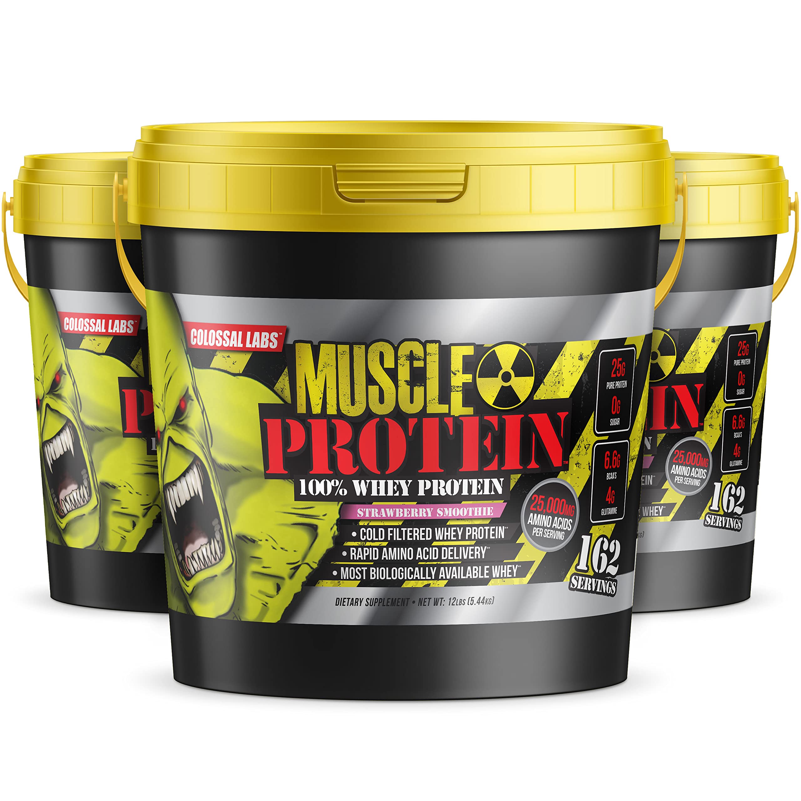 COLOSSAL LABS Whey Protein Powder [15 lbs/Pack of 1]–Strawberry Protein, Cold Filtered - AB Mystery