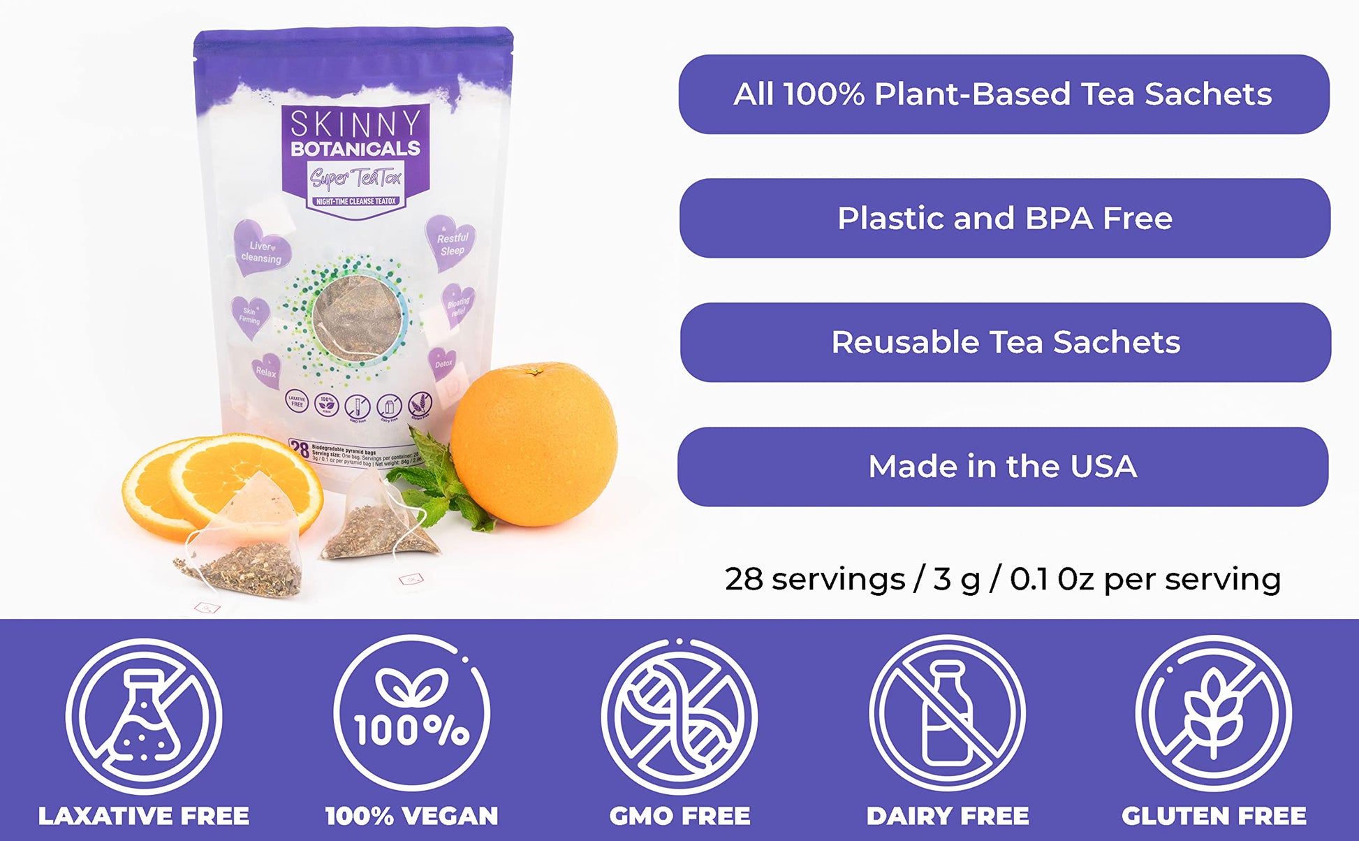 Skinny Botanicals Evening Detox Tea for Body Cleanse All Natural - Laxative-Free - AB Mystery