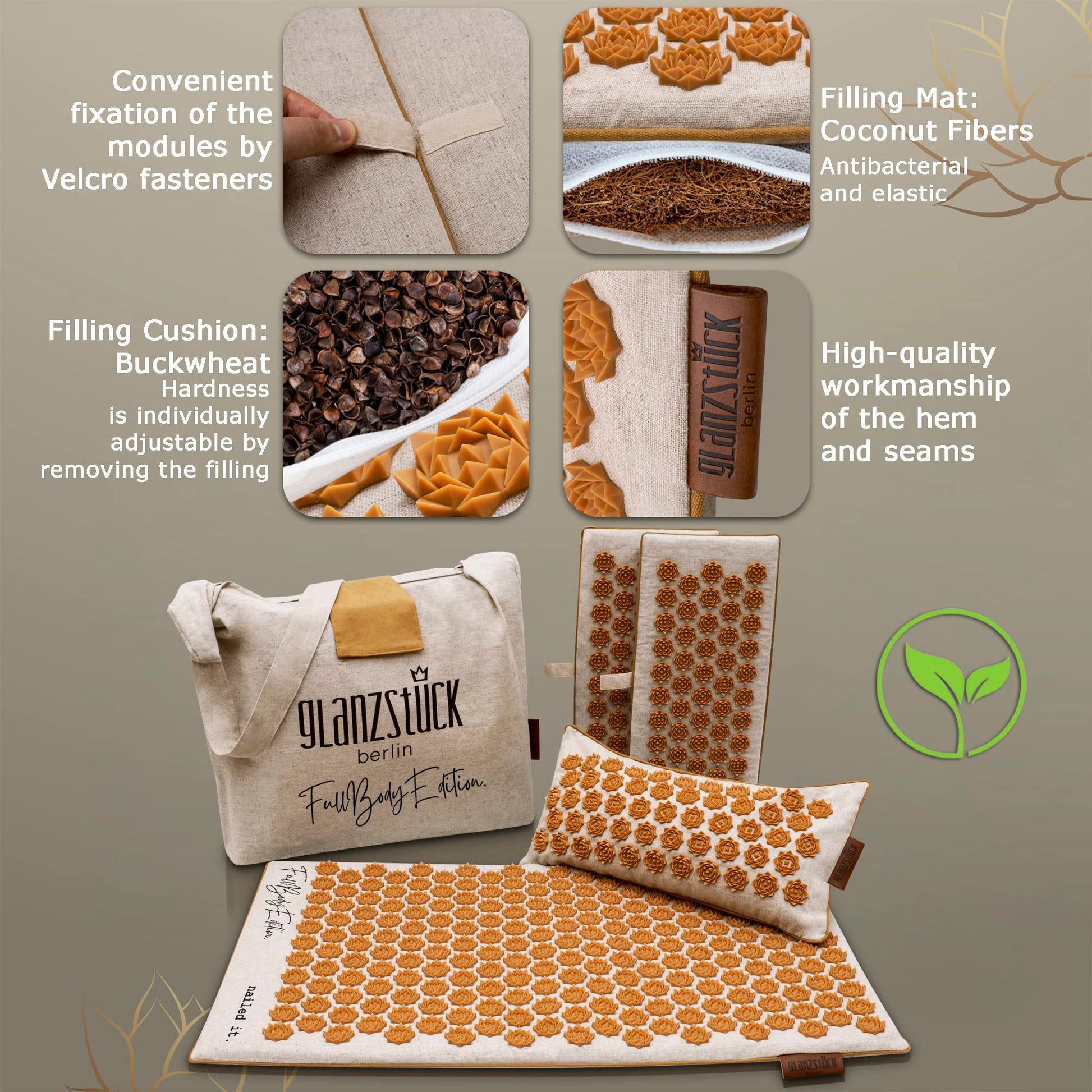 Glanzstück Berlin® Health Collection XXL Acupressure Mat Set for Full Body for Tension Headaches - AB Mystery