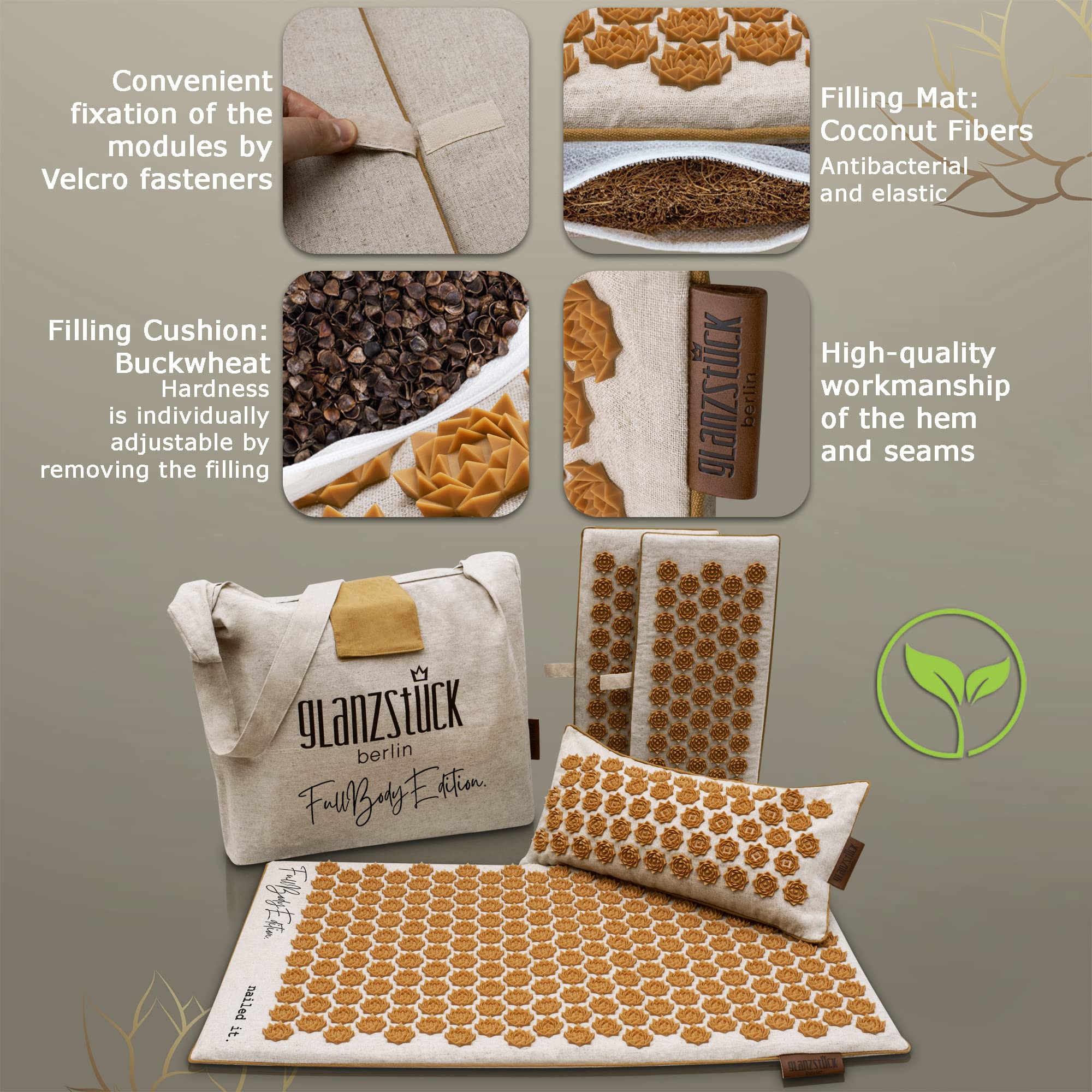 Glanzstück Berlin® Health Collection XXL Acupressure Mat Set for Full Body for Tension Headaches - AB Mystery