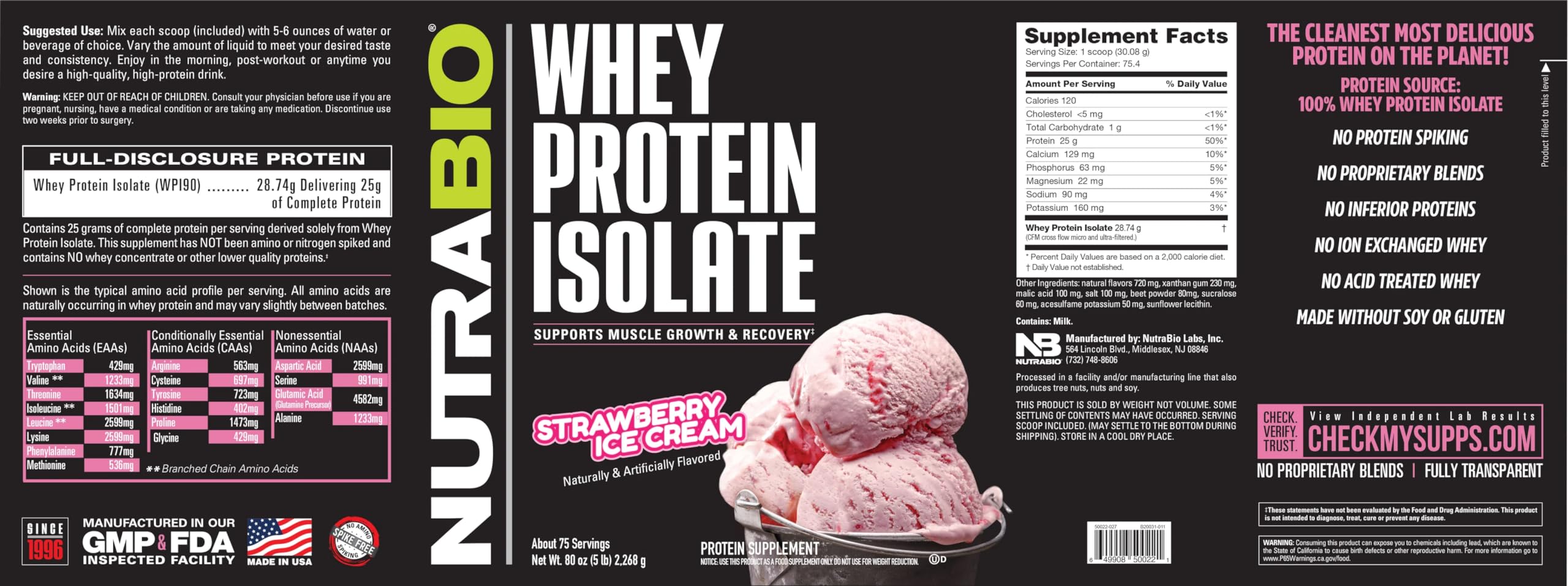 NutraBio Whey Protein Isolate Supplement – 25g of Protein Per Scoop with Complete - AB Mystery