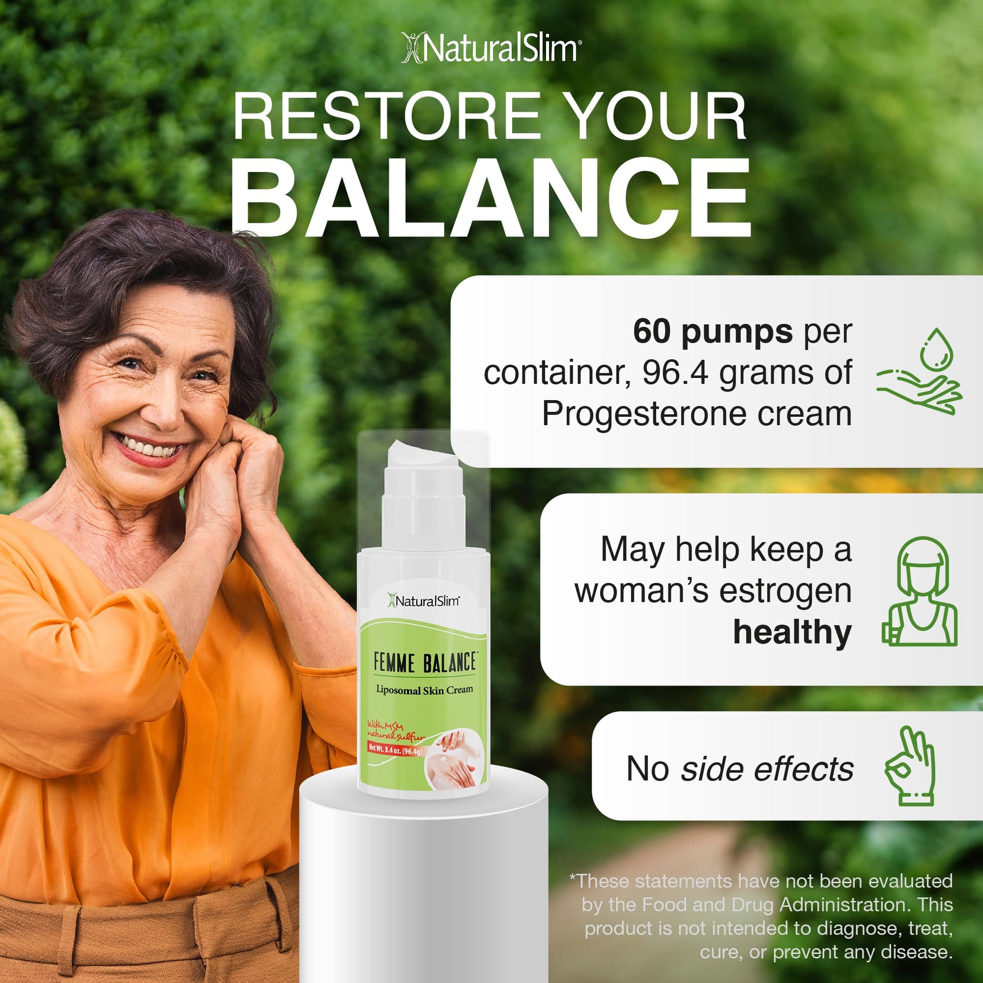 NaturalSlim Femme Balance - Progesterone Cream for Women - Natural Hormonal Balance & Menopause - AB Mystery